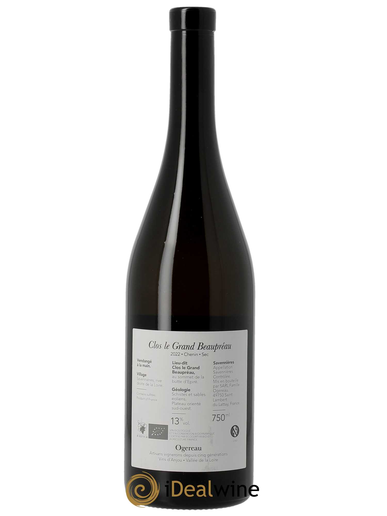 Savennières Clos le Grand Beaupréau Domaine Ogereau  2022 - Lot de 1 bouteille - 1