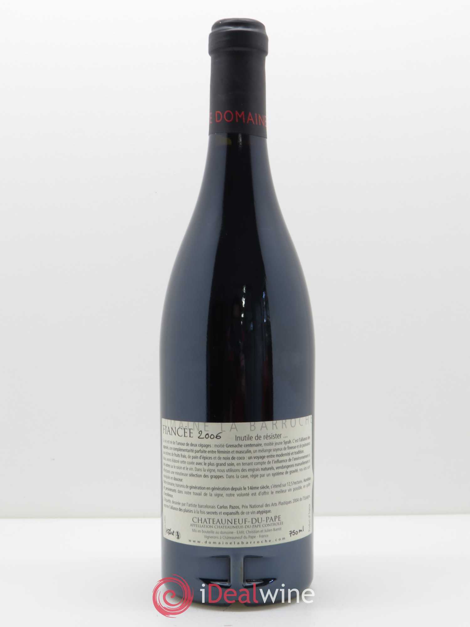 Châteauneuf-du-Pape La Barroche (Domaine de) Cuvée Fiancée Julien Barrot 2006 - Lot de 1 bouteille - 1