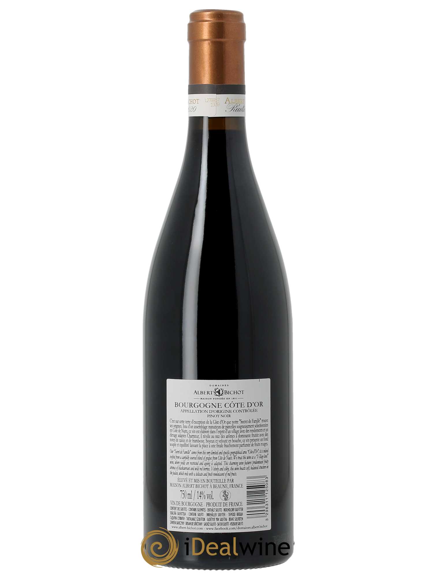 Bourgogne Pinot Noir Secret de famille Albert Bichot 2020 - Lot of 1 bottle - 1