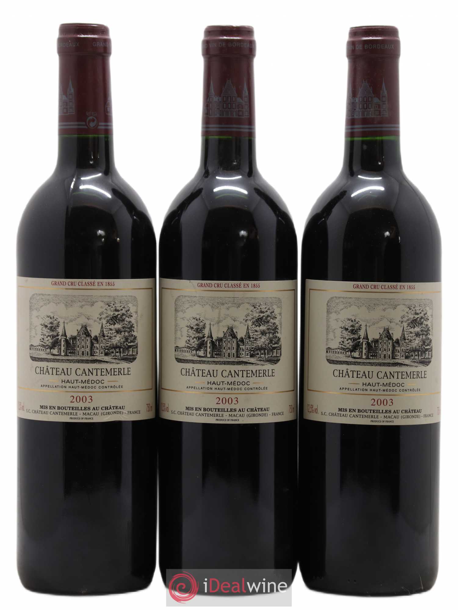 Château Cantemerle 5ème Grand Cru Classé 2003 - Lot de 3 bouteilles - 0