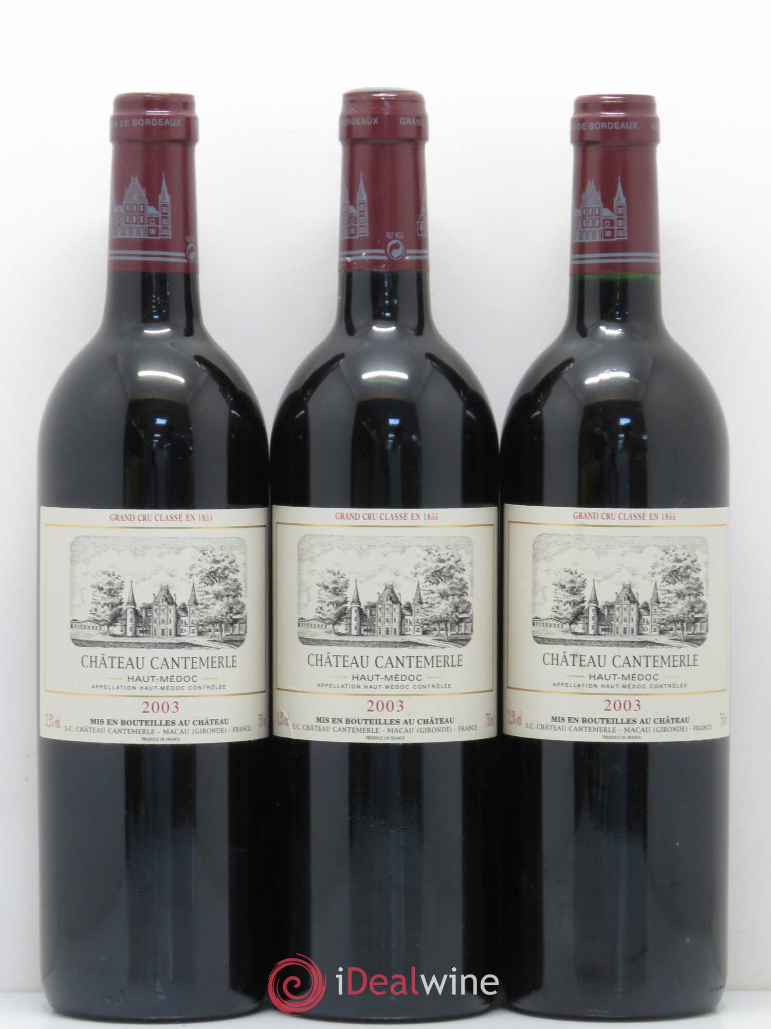 Château Cantemerle 5ème Grand Cru Classé 2003 - Lot de 3 bouteilles - 0