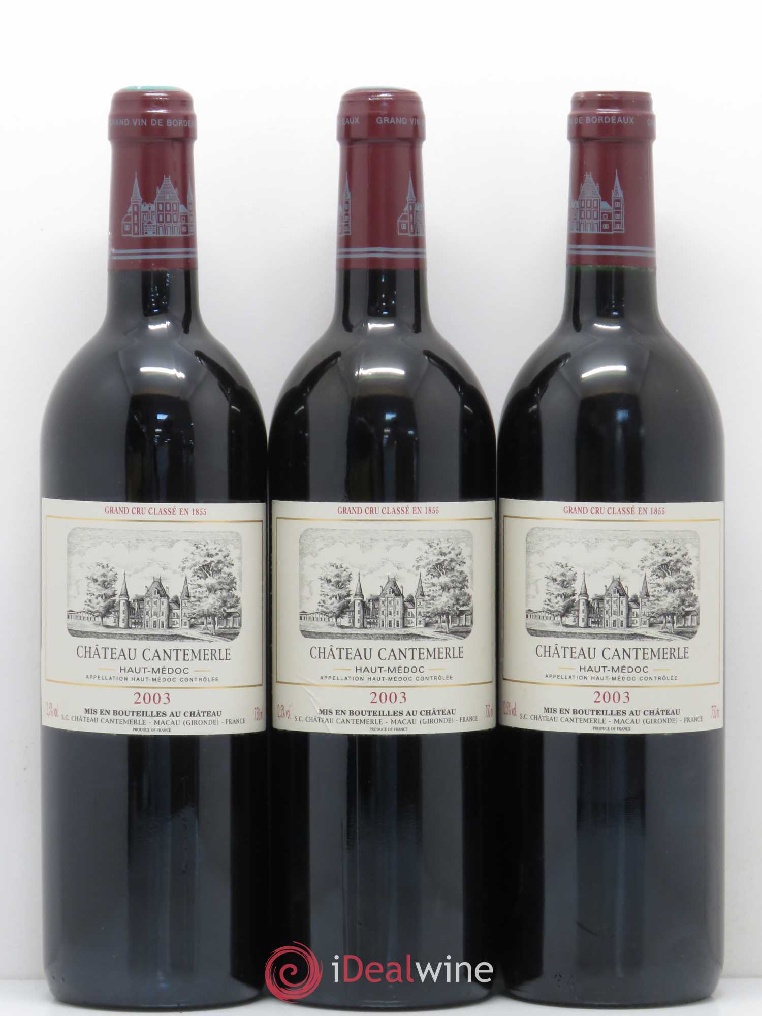 Château Cantemerle 5ème Grand Cru Classé 2003 - Lot de 3 bouteilles - 0