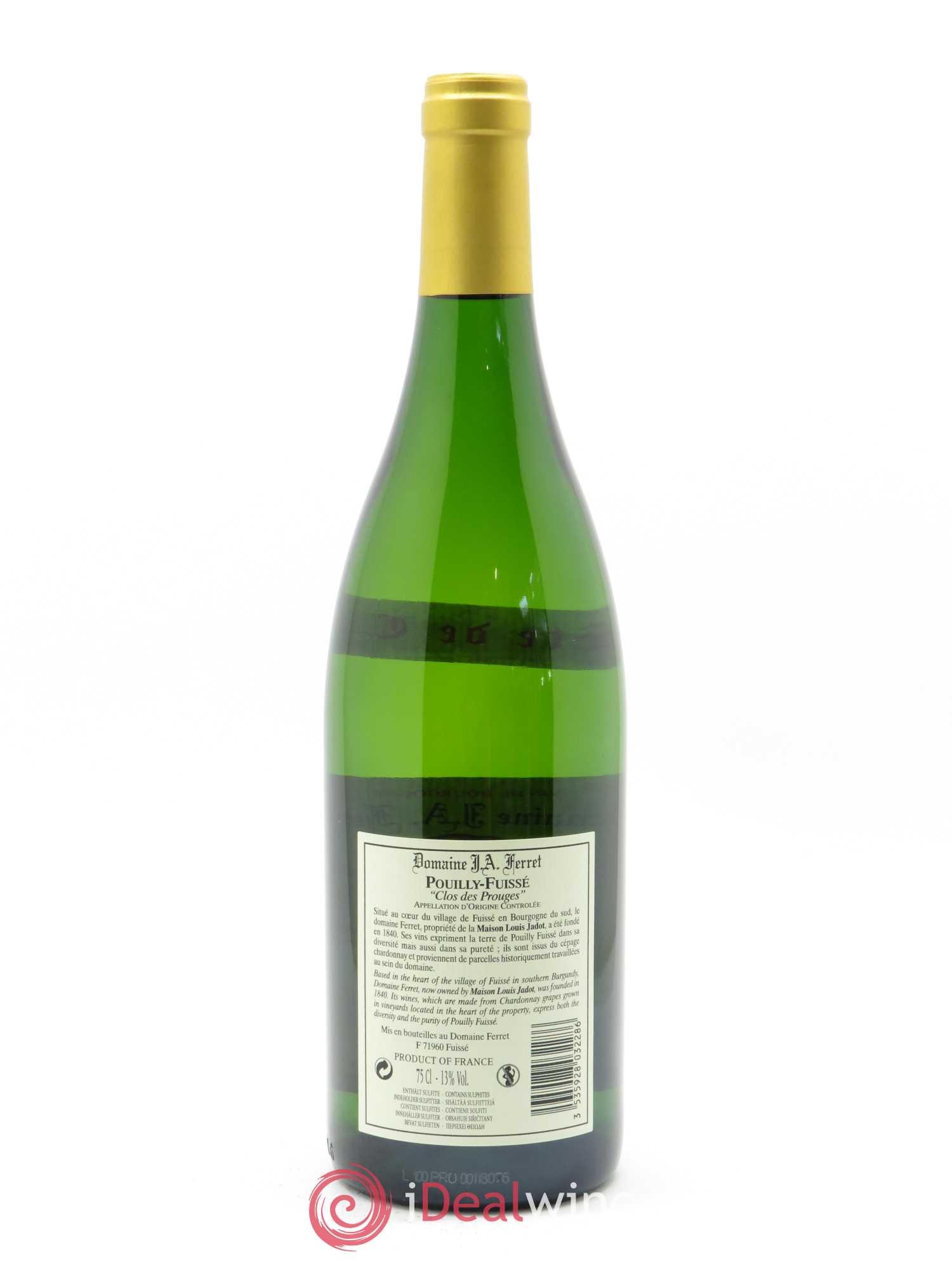 Pouilly-Fuissé Tête de Cru Clos des Prouges J.A. Ferret (Domaine) 2018 - Lot de 1 bouteille - 1
