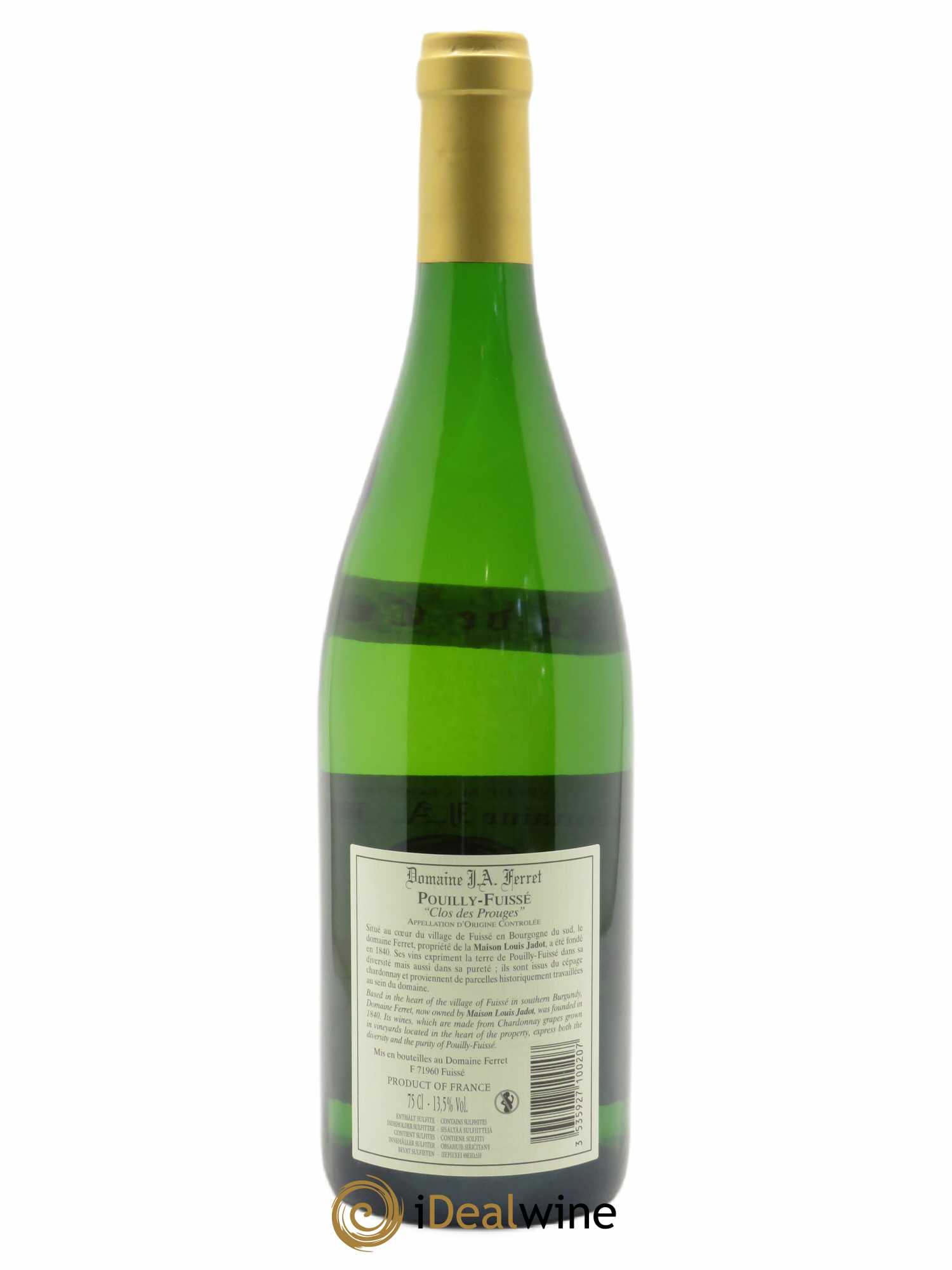 Pouilly-Fuissé Tête de Cru Clos des Prouges J.A. Ferret (Domaine) 2020 - Lot de 1 bouteille - 1