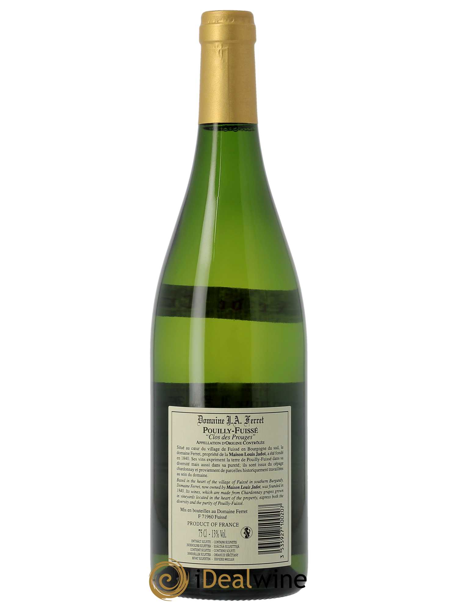 Pouilly-Fuissé Tête de Cru Clos des Prouges J.A. Ferret (Domaine) 2021 - Lot de 1 bouteille - 1
