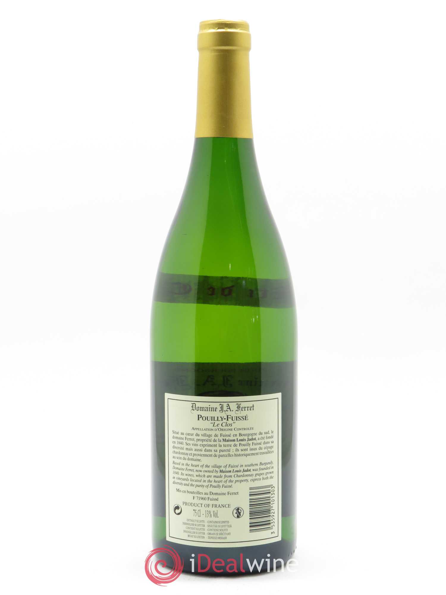 Pouilly-Fuissé Tête de Cru Le Clos J.A. Ferret (Domaine) 2018 - Lot de 1 bouteille - 1