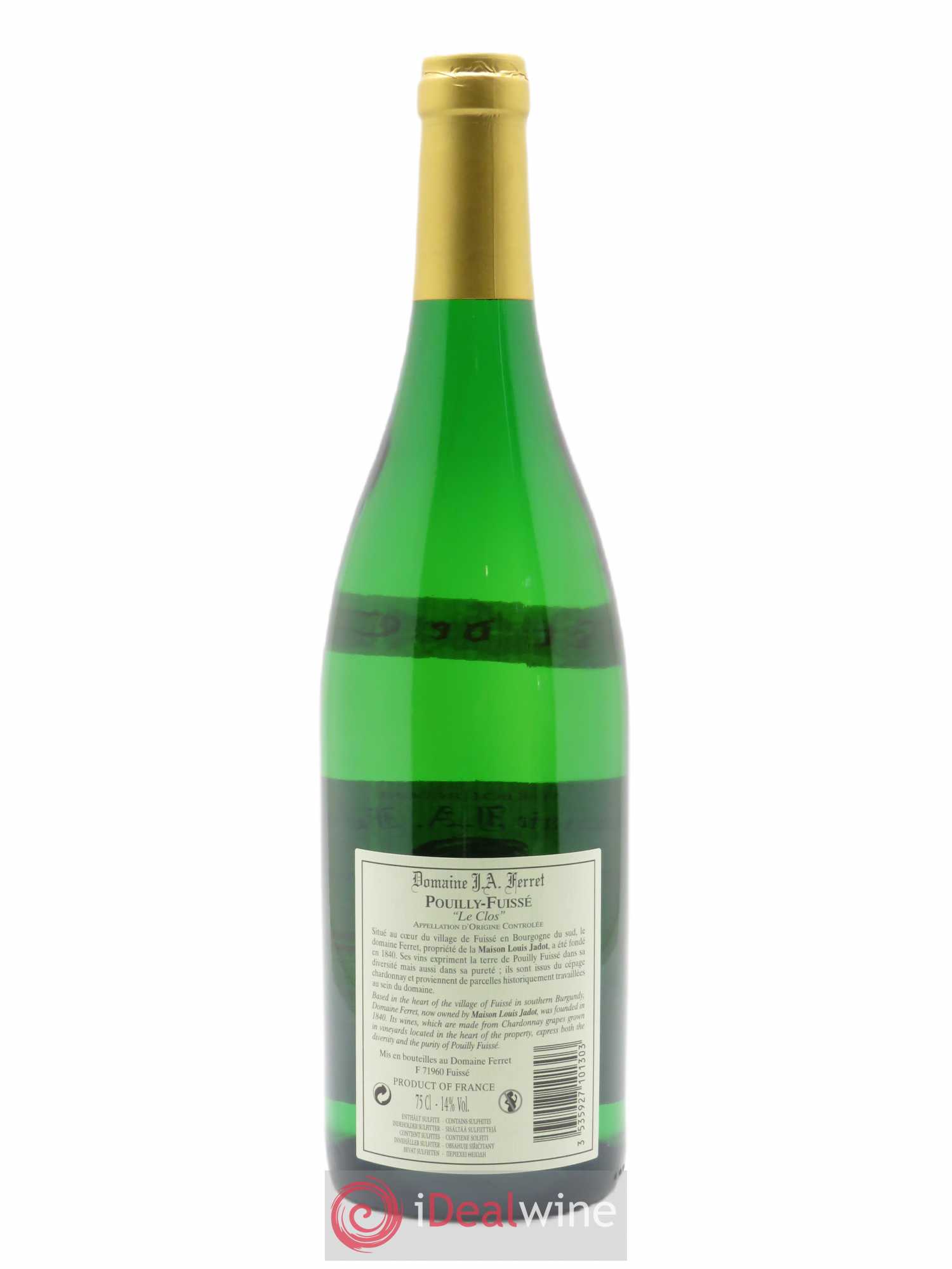 Pouilly-Fuissé Tête de Cru Le Clos J.A. Ferret (Domaine) 2019 - Lot de 1 bouteille - 1