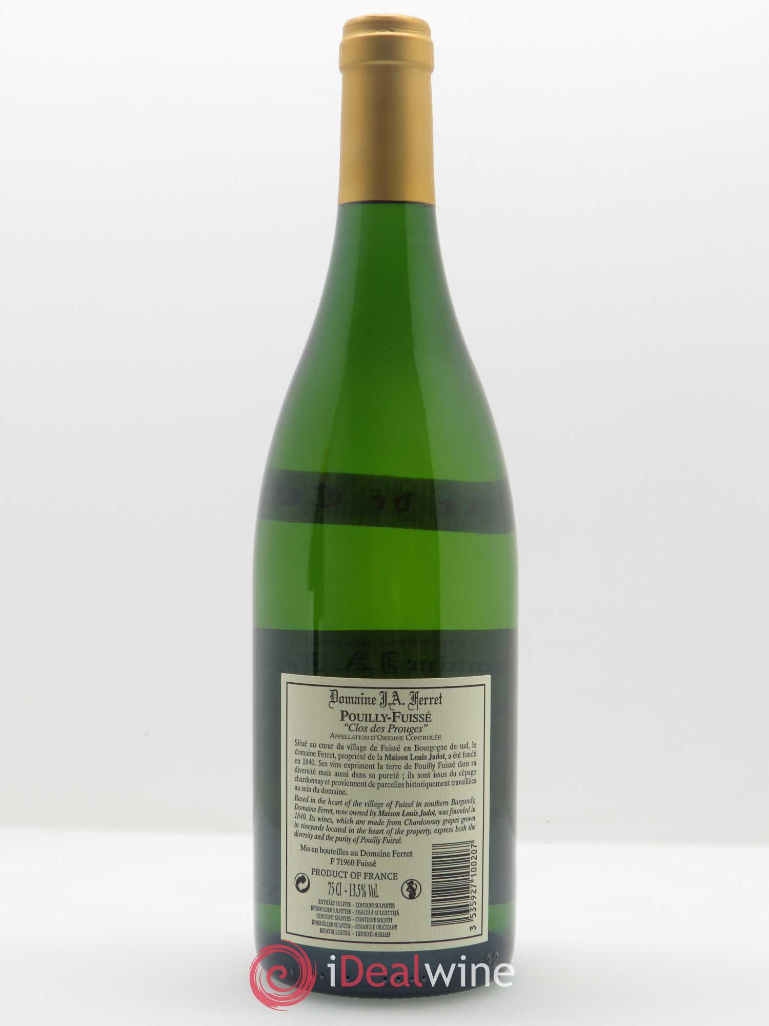 Pouilly-Fuissé Tête de Cru Clos des Prouges J.A. Ferret (Domaine) 2017 - Lot de 1 bouteille - 1