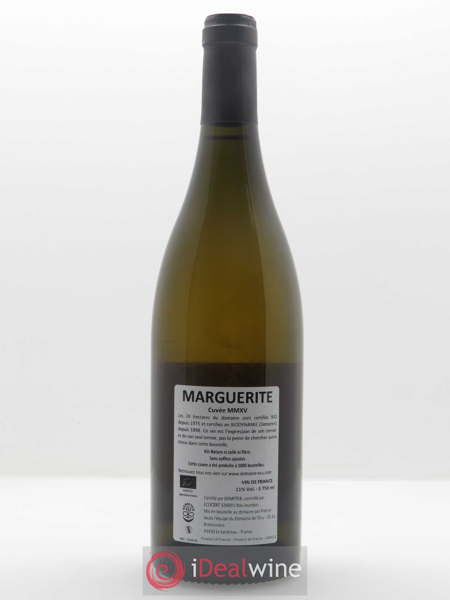 Vin de France Marguerite Domaine de L'Ecu 2015 - Lot de 1 bouteille - 1