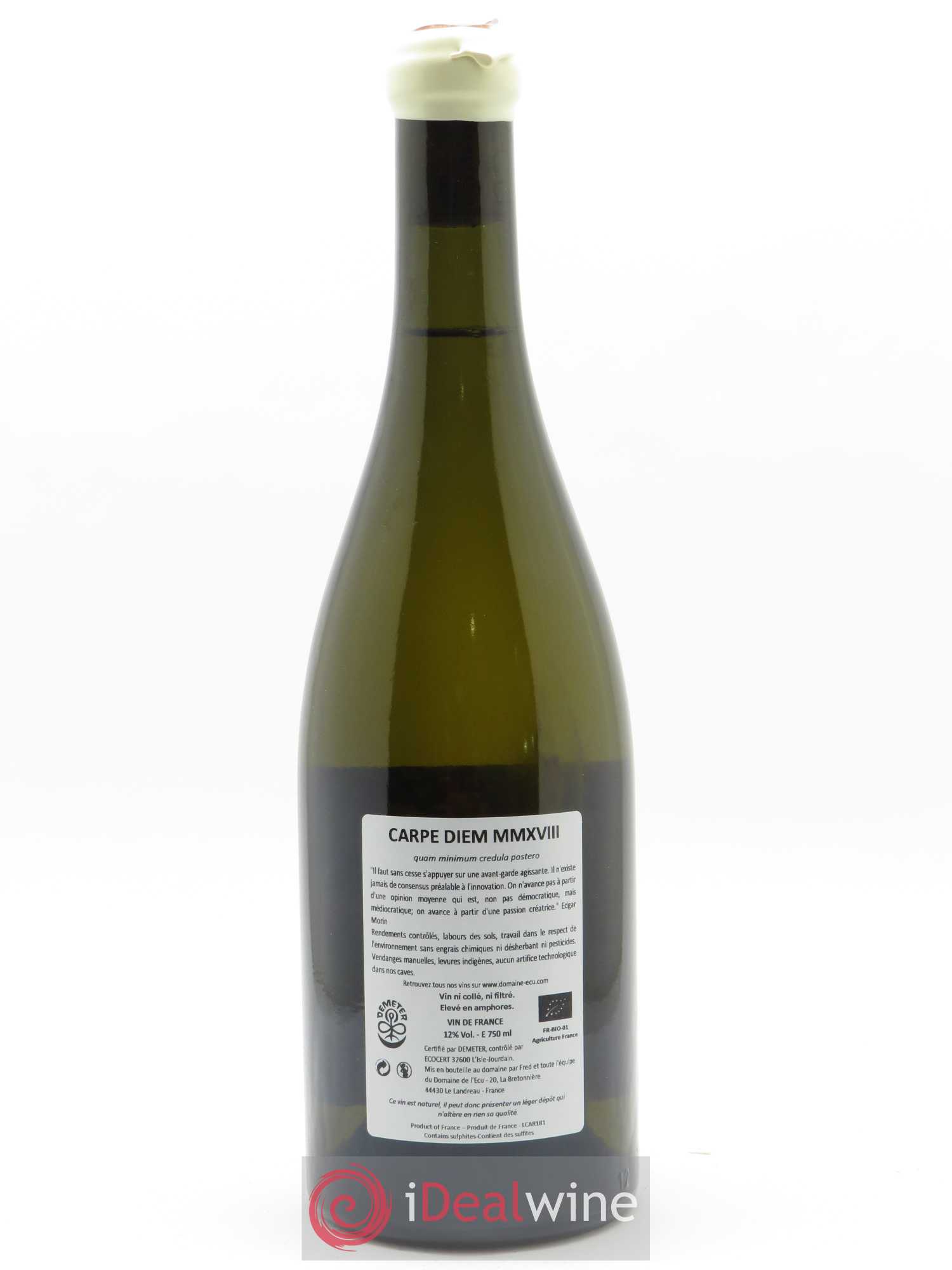Vin de France Carpe Diem Domaine de L'Ecu 2018 - Lot de 1 bouteille - 1