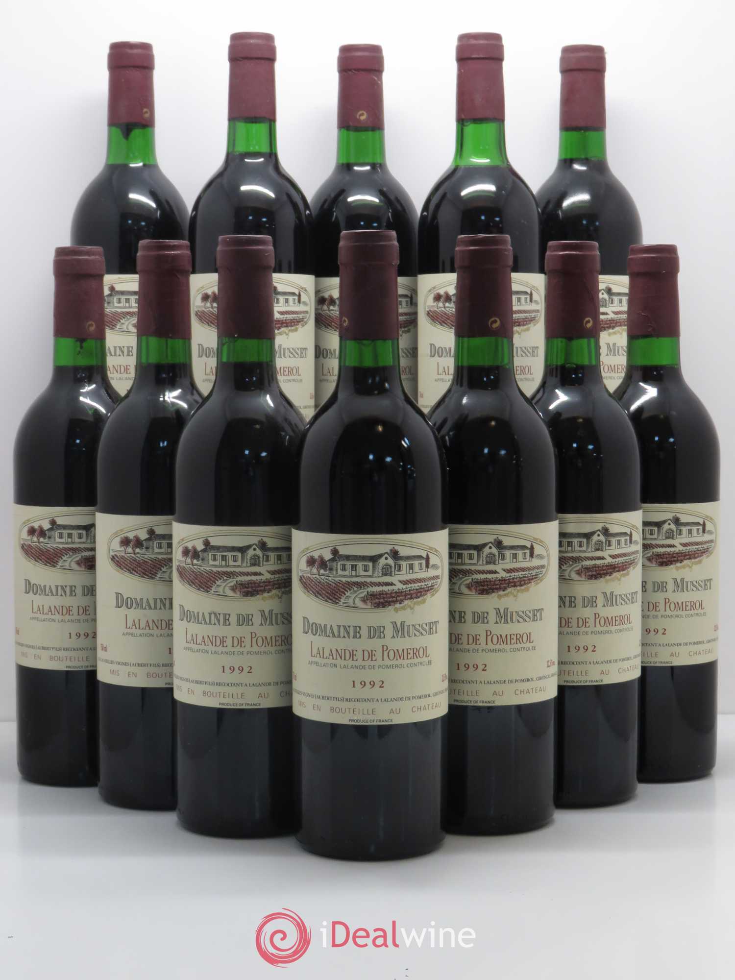 Bordeaux Domaine de Musset Lalande de Pomerol 1992 - Posten von 12 Flaschen - 0