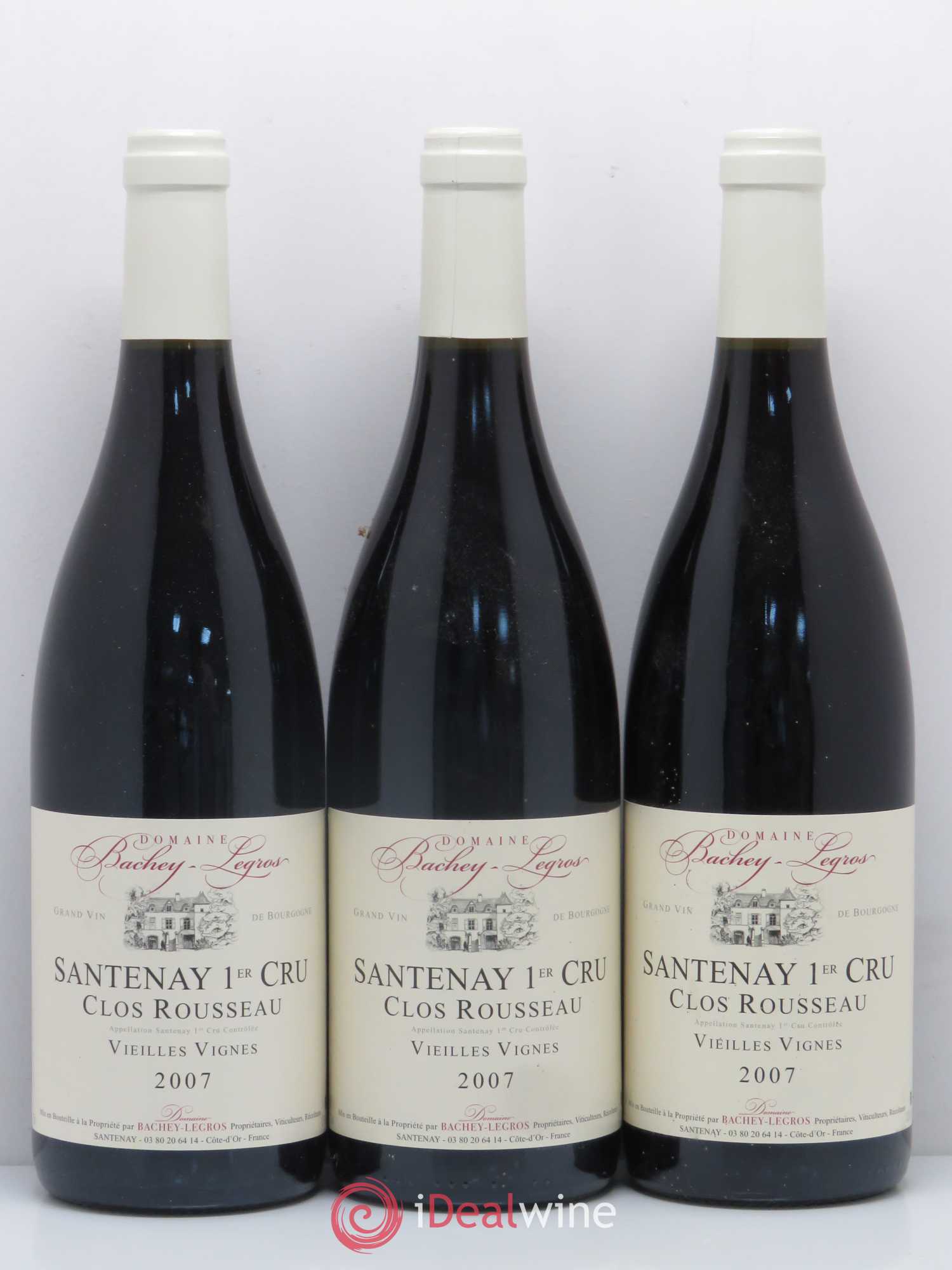 Santenay 1er Cru Vieilles vignes Clos Rousseau Domaine Bachey-Legros 2007 - Posten von 6 Flaschen - 2
