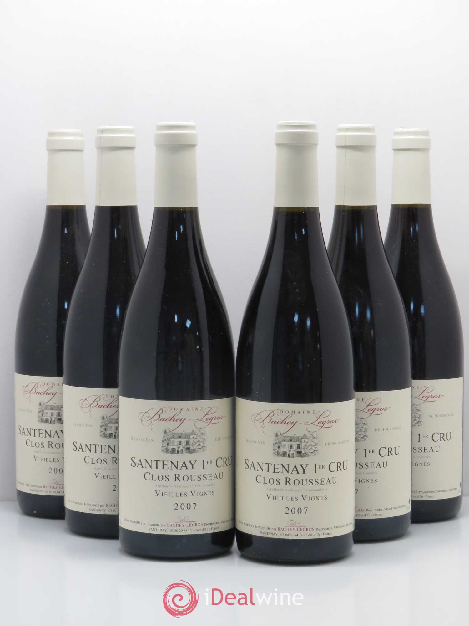 Santenay 1er Cru Vieilles vignes Clos Rousseau Domaine Bachey-Legros 2007 - Posten von 6 Flaschen - 0