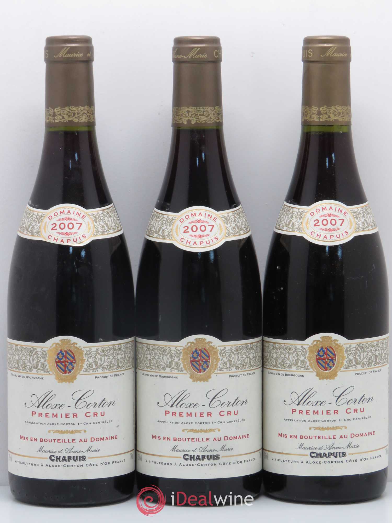 Aloxe-Corton 1er Cru Domaine Chapuis 2007 - Lot de 3 bouteilles - 0