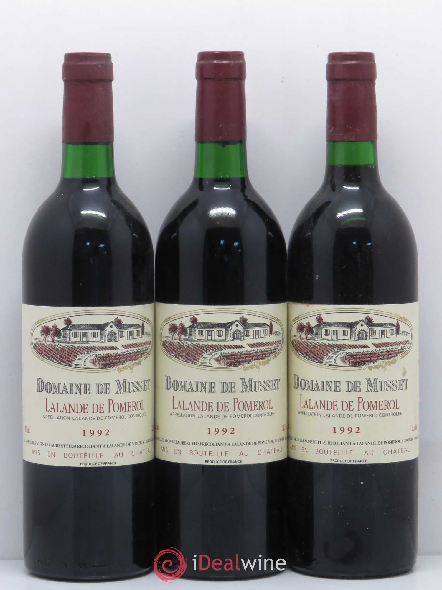 Bordeaux Domaine de Musset Lalande de Pomerol 1992 - Posten von 6 Flaschen - 1