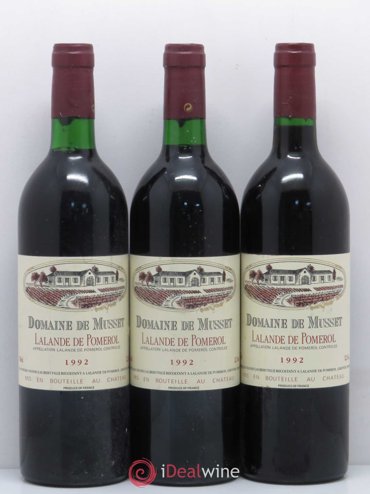 Bordeaux Domaine de Musset Lalande de Pomerol 1992 - Posten von 6 Flaschen - 2