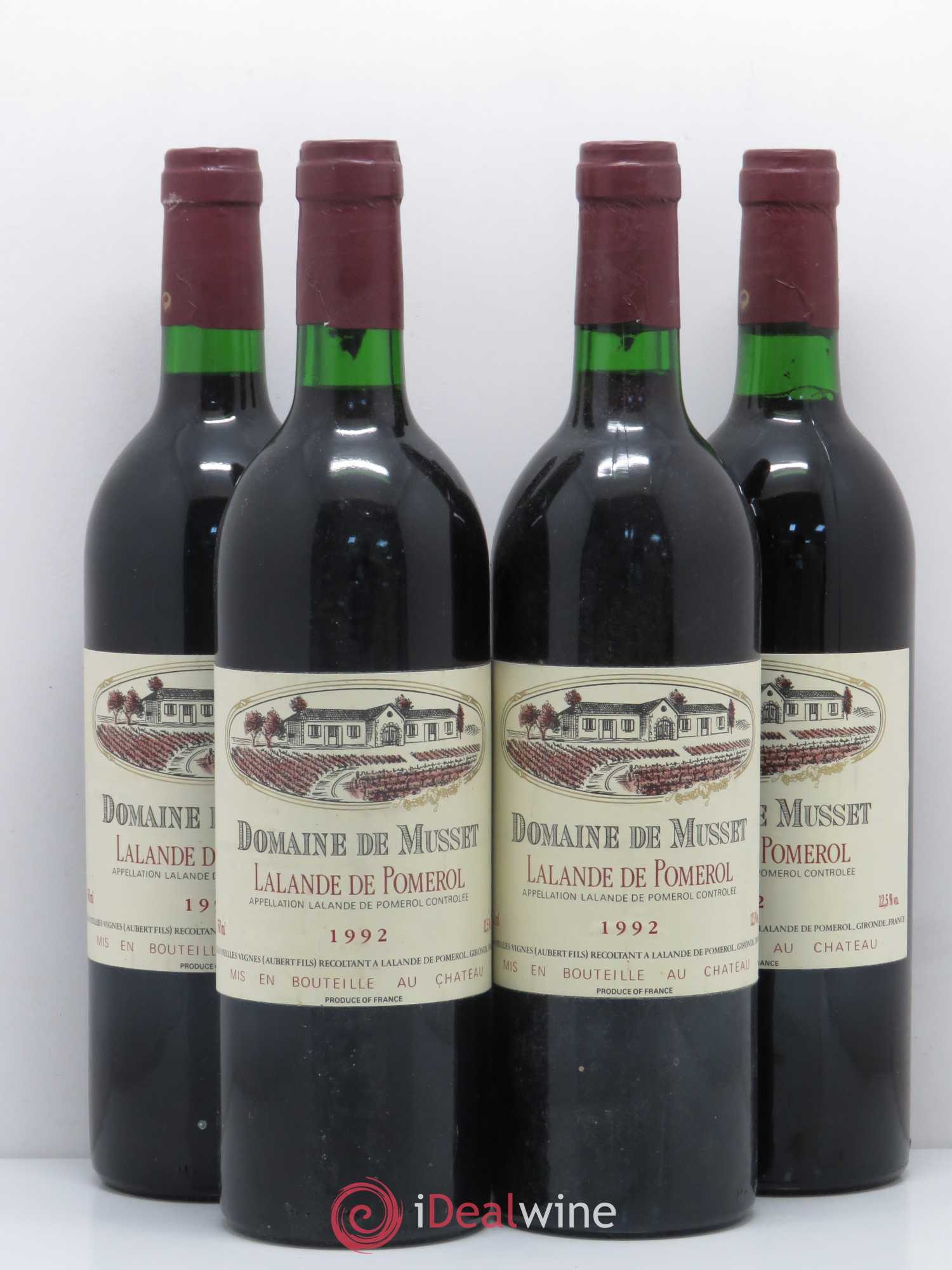 Bordeaux Domaine de Musset Lalande de Pomerol 1992 - Posten von 4 Flaschen - 0