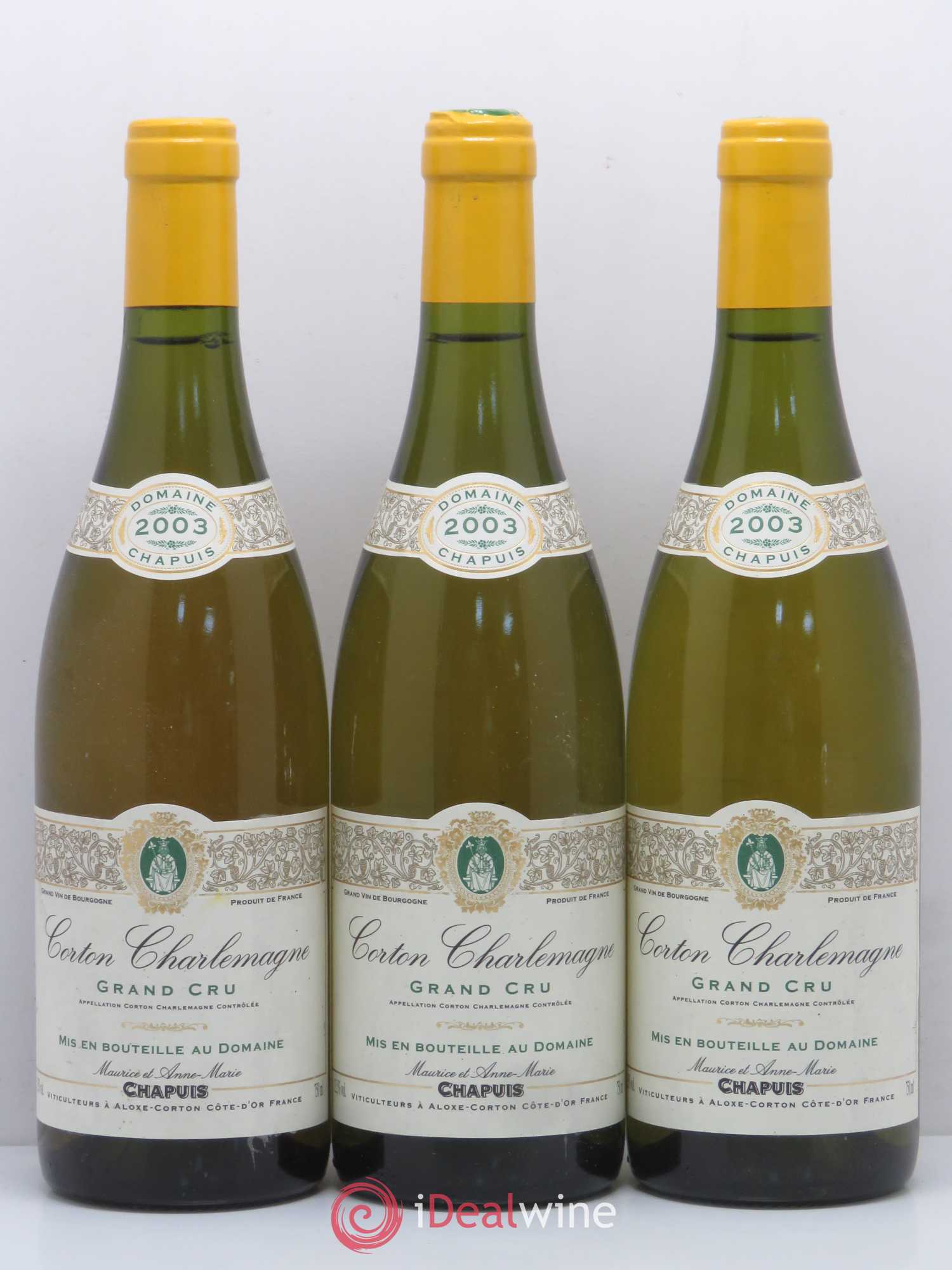 Corton-Charlemagne Grand Cru Domaine Maurice Chapuis 2003 - Lotto di 3 bottiglie - 0