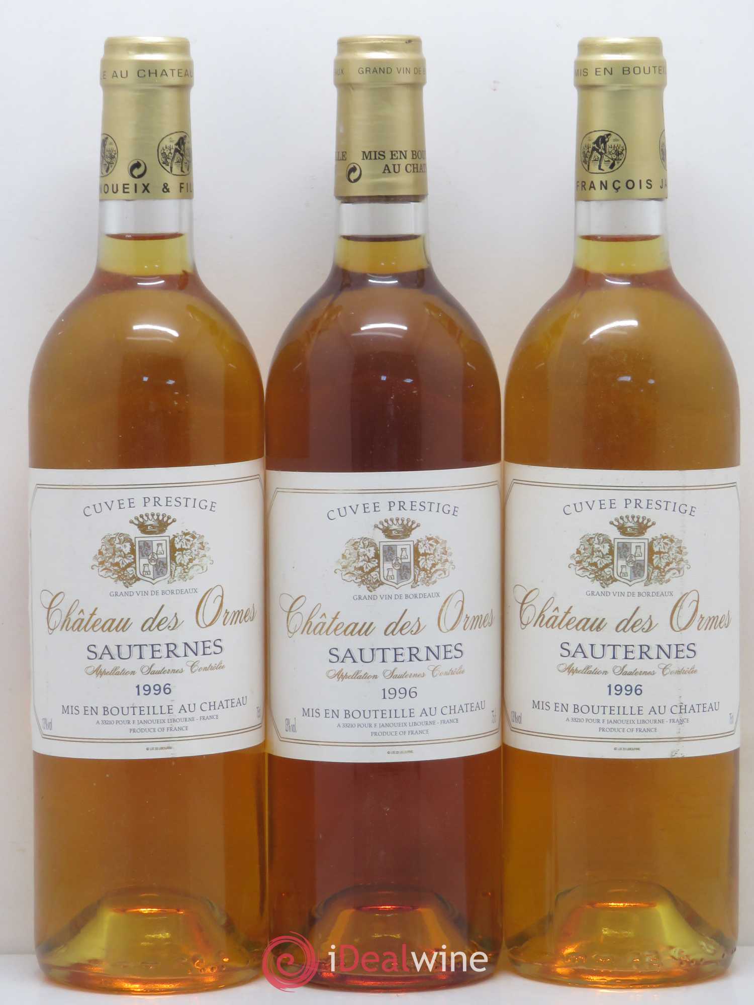 Sauternes Château des Ormes cuvée Prestige 1996 - Lotto di 3 bottiglie - 0