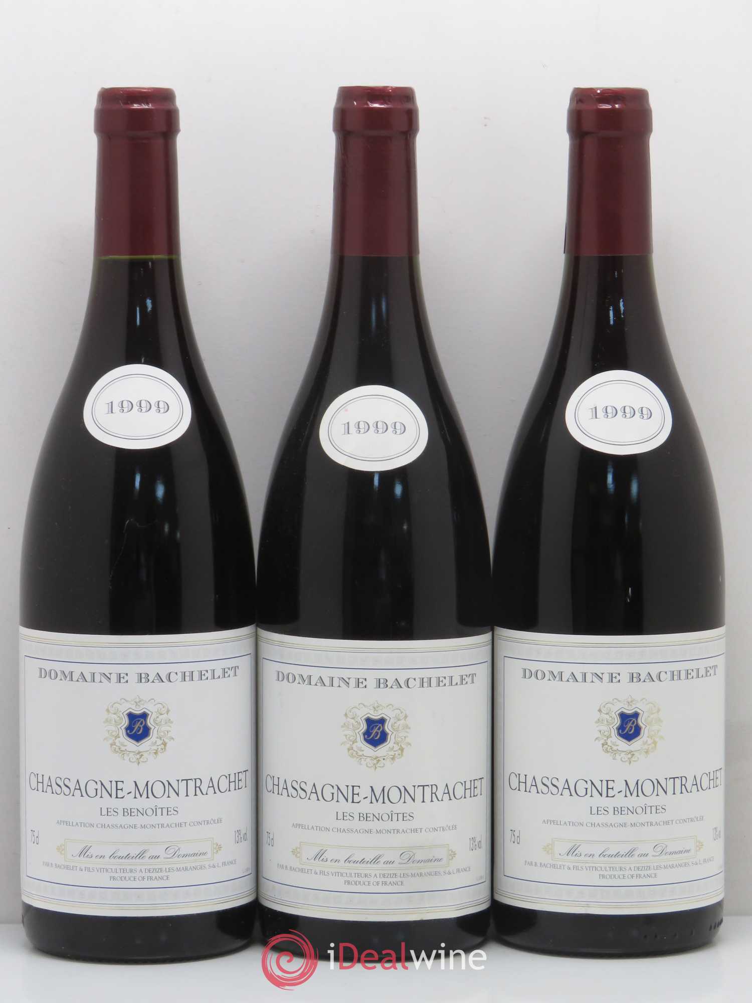 Chassagne-Montrachet 1er Cru Les Benoites Domaine Bachelet 1999 - Lotto di 3 bottiglie - 0