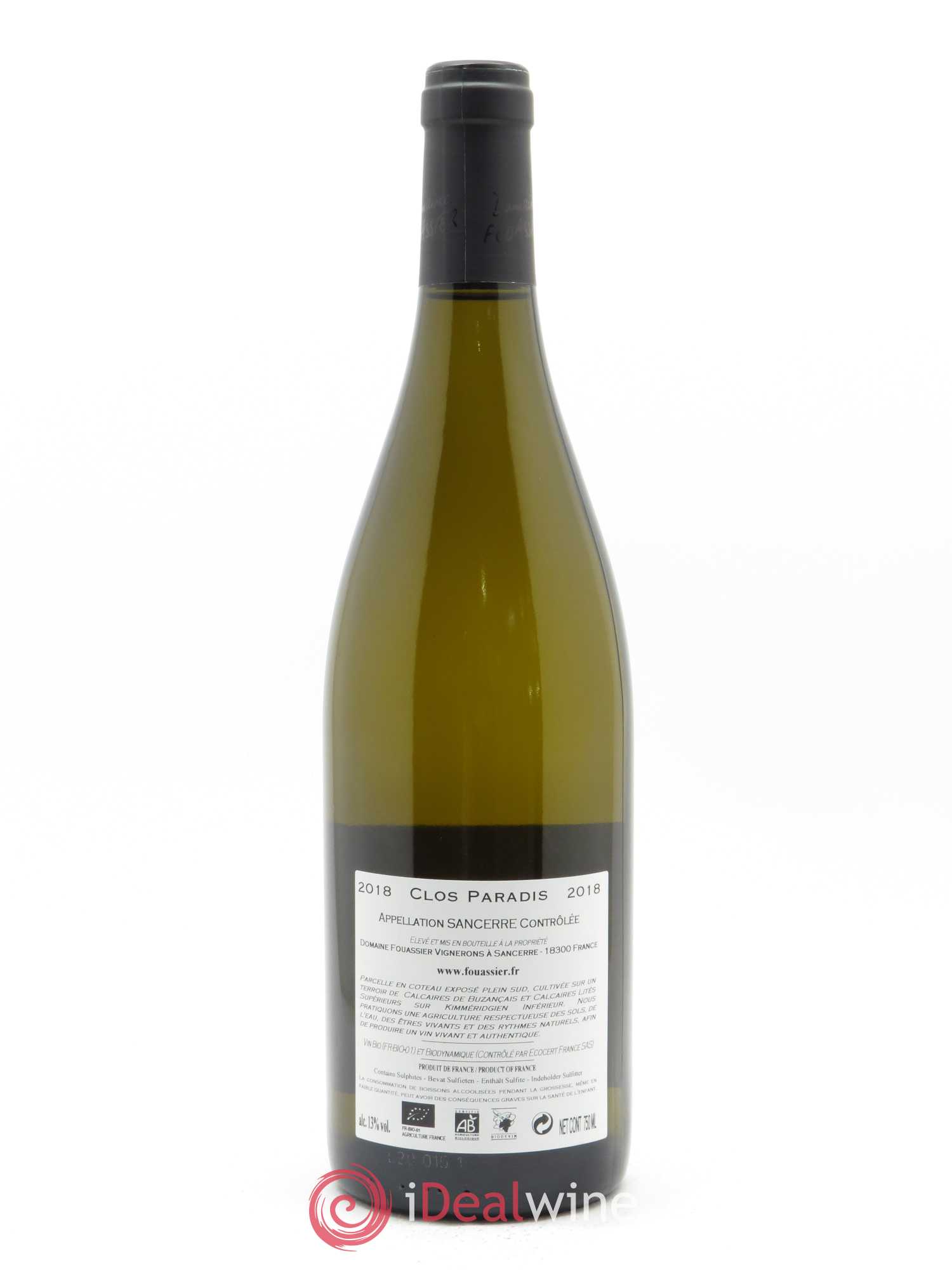 Sancerre Clos Paradis Fouassier (Domaine) 2018 - Lot de 1 bouteille - 1