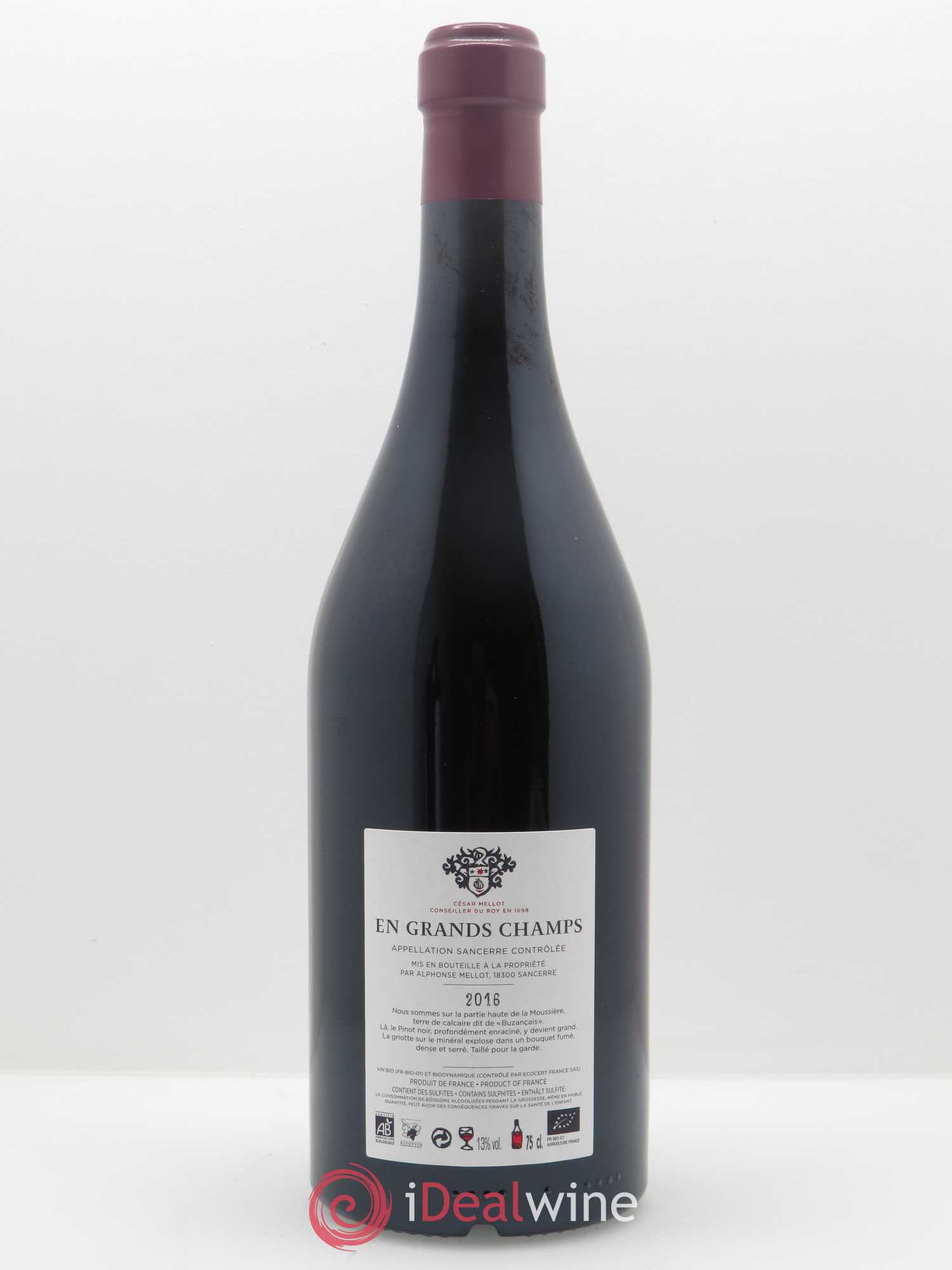 Sancerre En Grands Champs Alphonse Mellot 2016 - Lot de 1 bouteille - 1