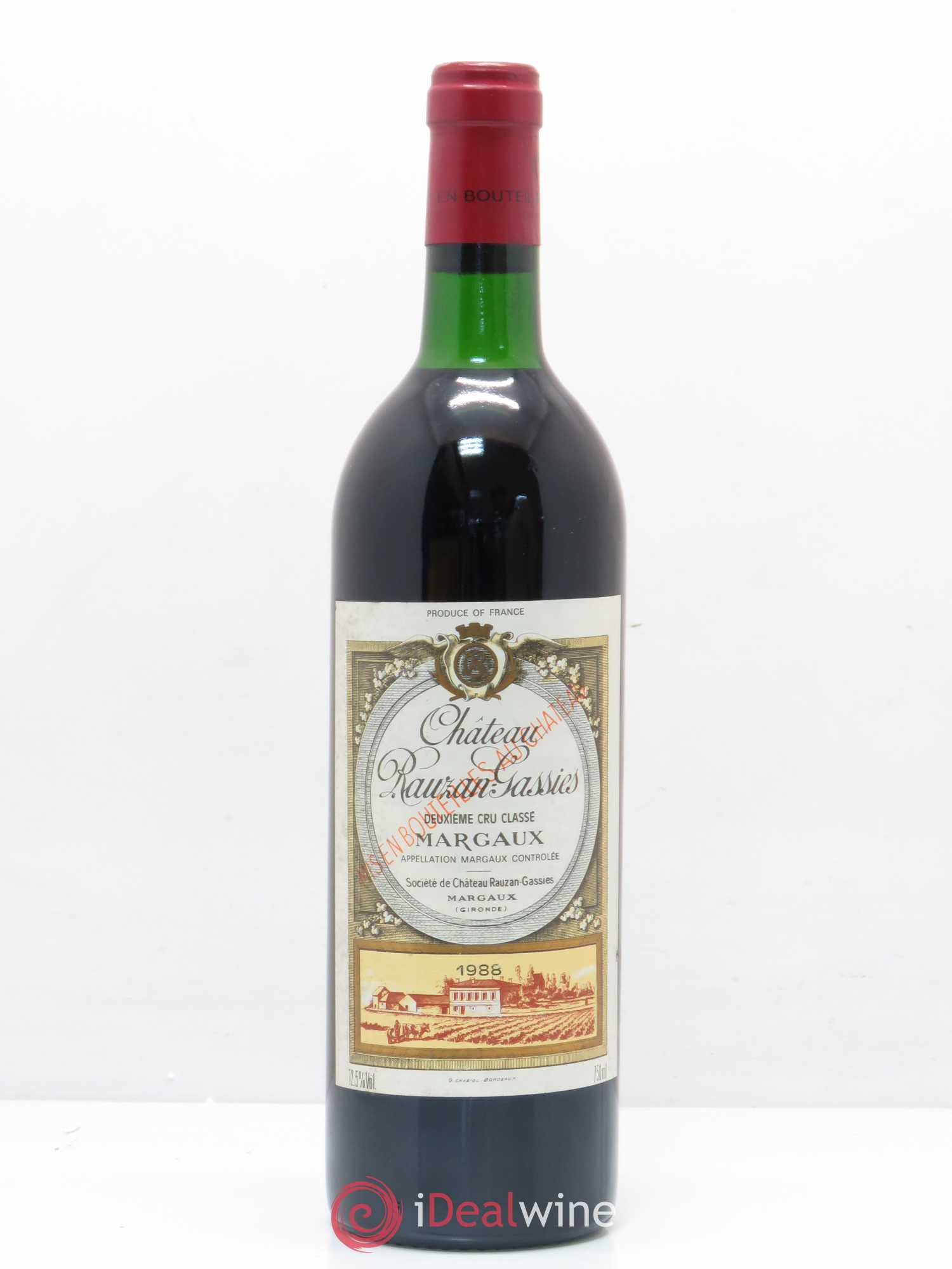 Château Rauzan-Gassies 2ème Grand Cru Classé 1988 - Lot de 1 bouteille - 0