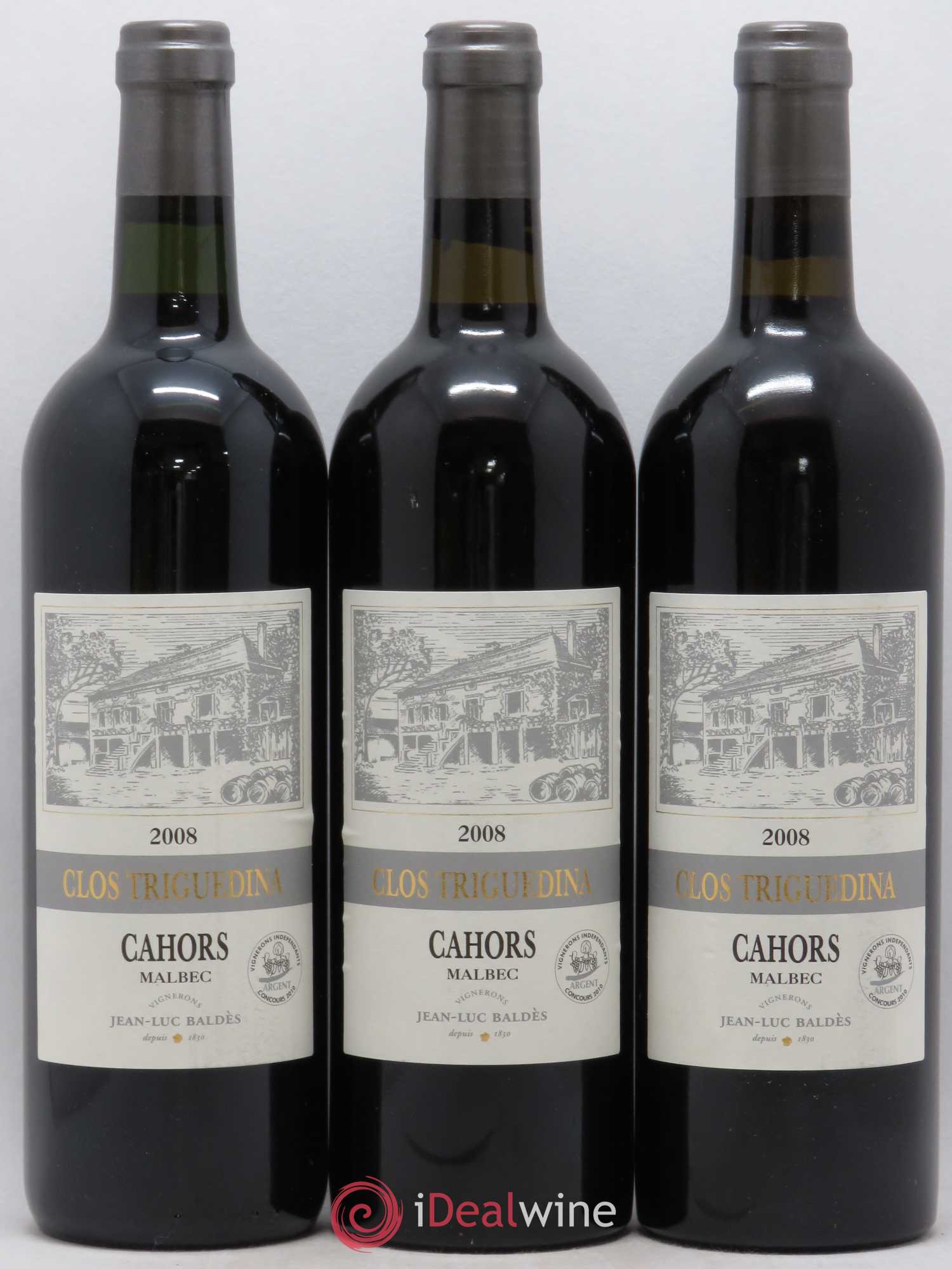 Cahors Clos Triguedina Jean-Luc Baldès 2008 - Lot de 3 bouteilles - 0