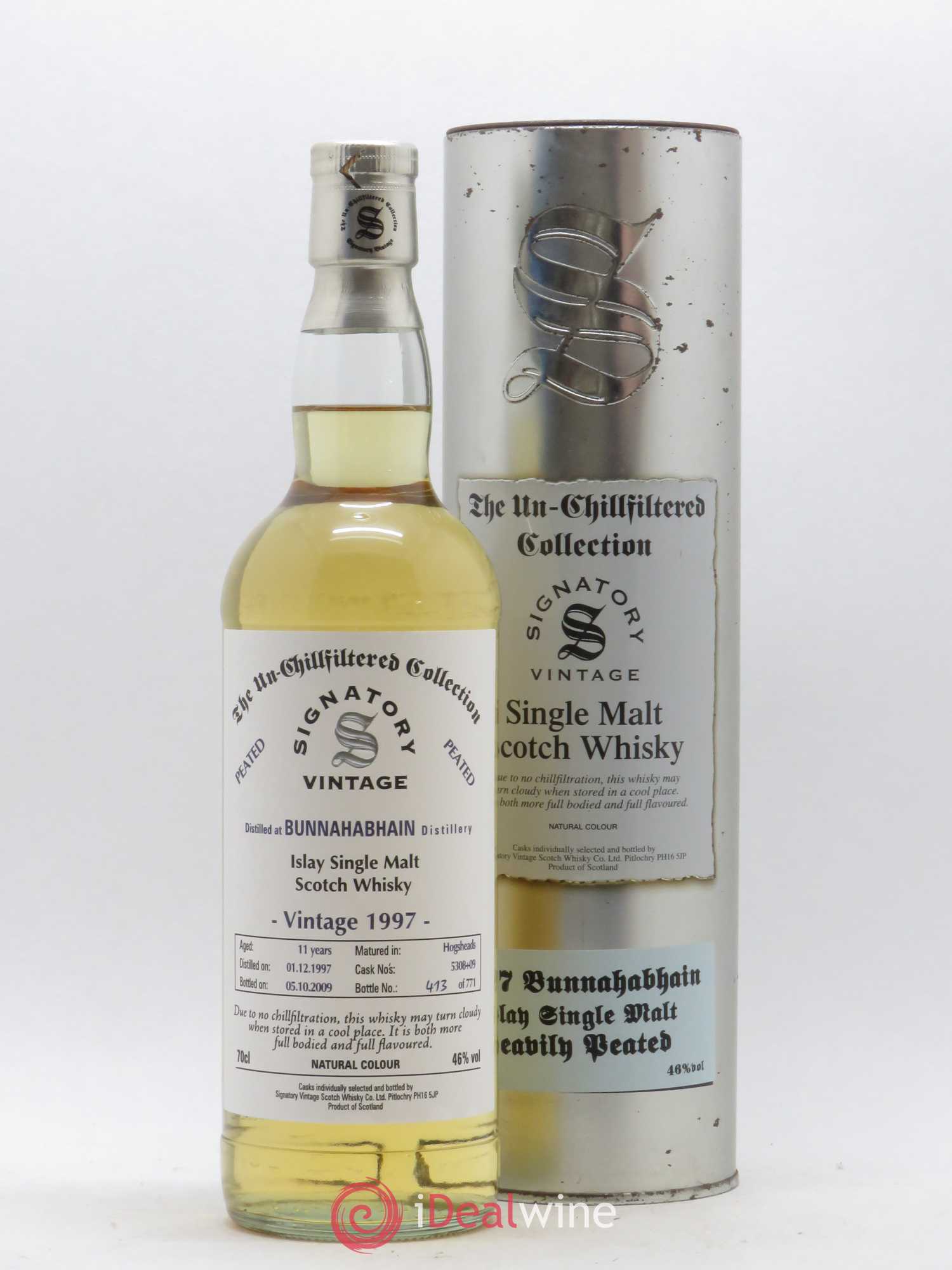 Whisky BUNNAHABBAIN Islay Single Malt Heavily Peated Signatory Vintage N°413 1997 - Posten von 1 Flasche - 1