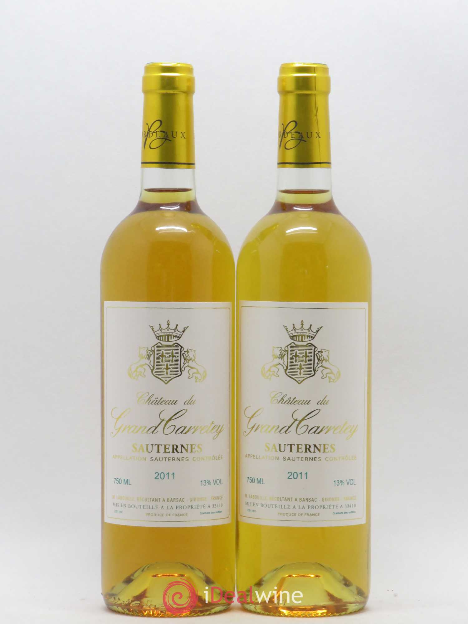 Sauternes Château du Grand Carretey 2011 - Lotto di 2 bottiglie - 0
