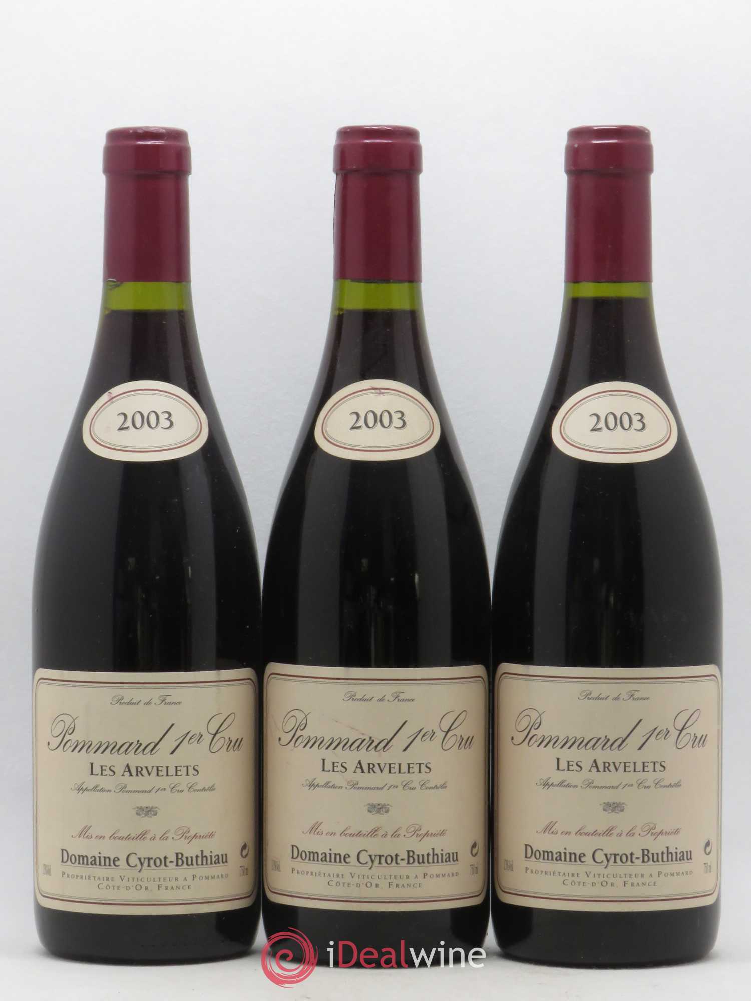 Pommard 1er Cru Les Arvelets Domaine Cyrot Buthiau 2003 - Posten von 3 Flaschen - 0