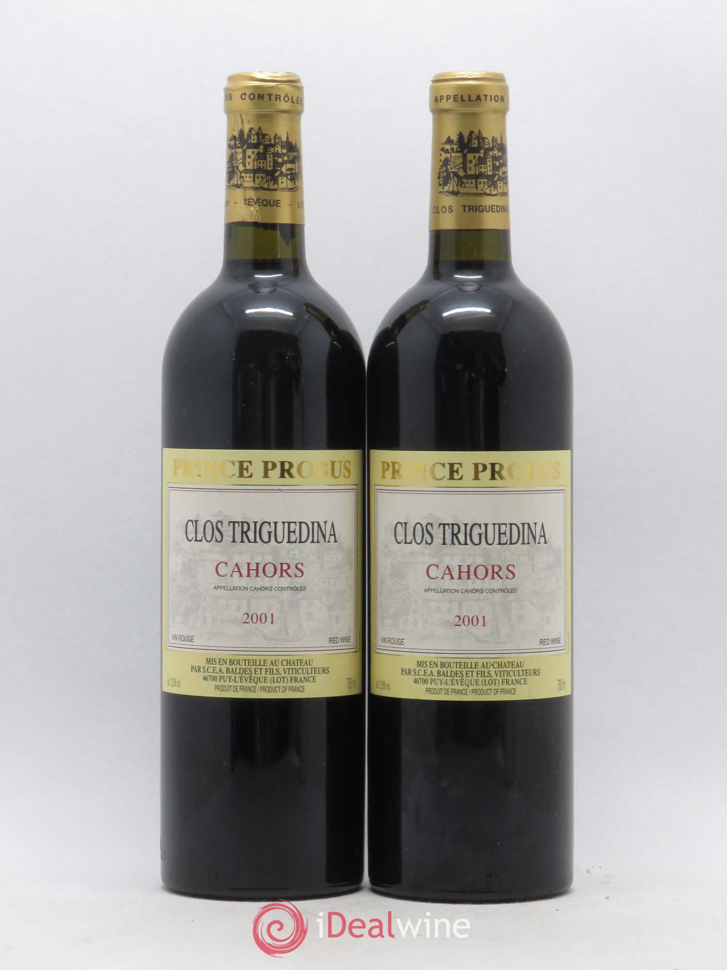 Cahors Clos Triguedina Probus Jean-Luc Baldès 2001 - Lot de 2 bouteilles - 0