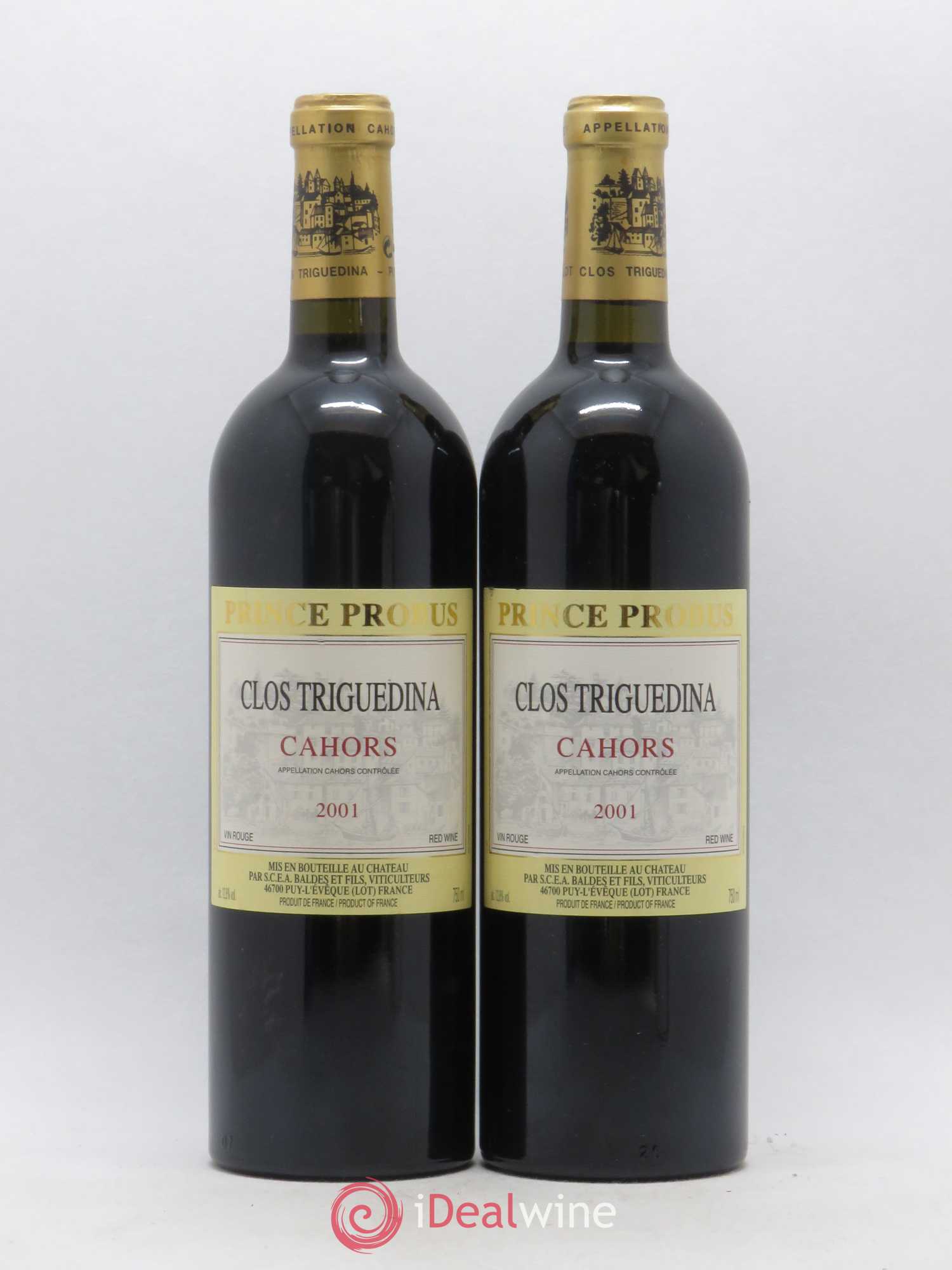 Cahors Clos Triguedina Probus Jean-Luc Baldès 2001 - Lot de 2 bouteilles - 0