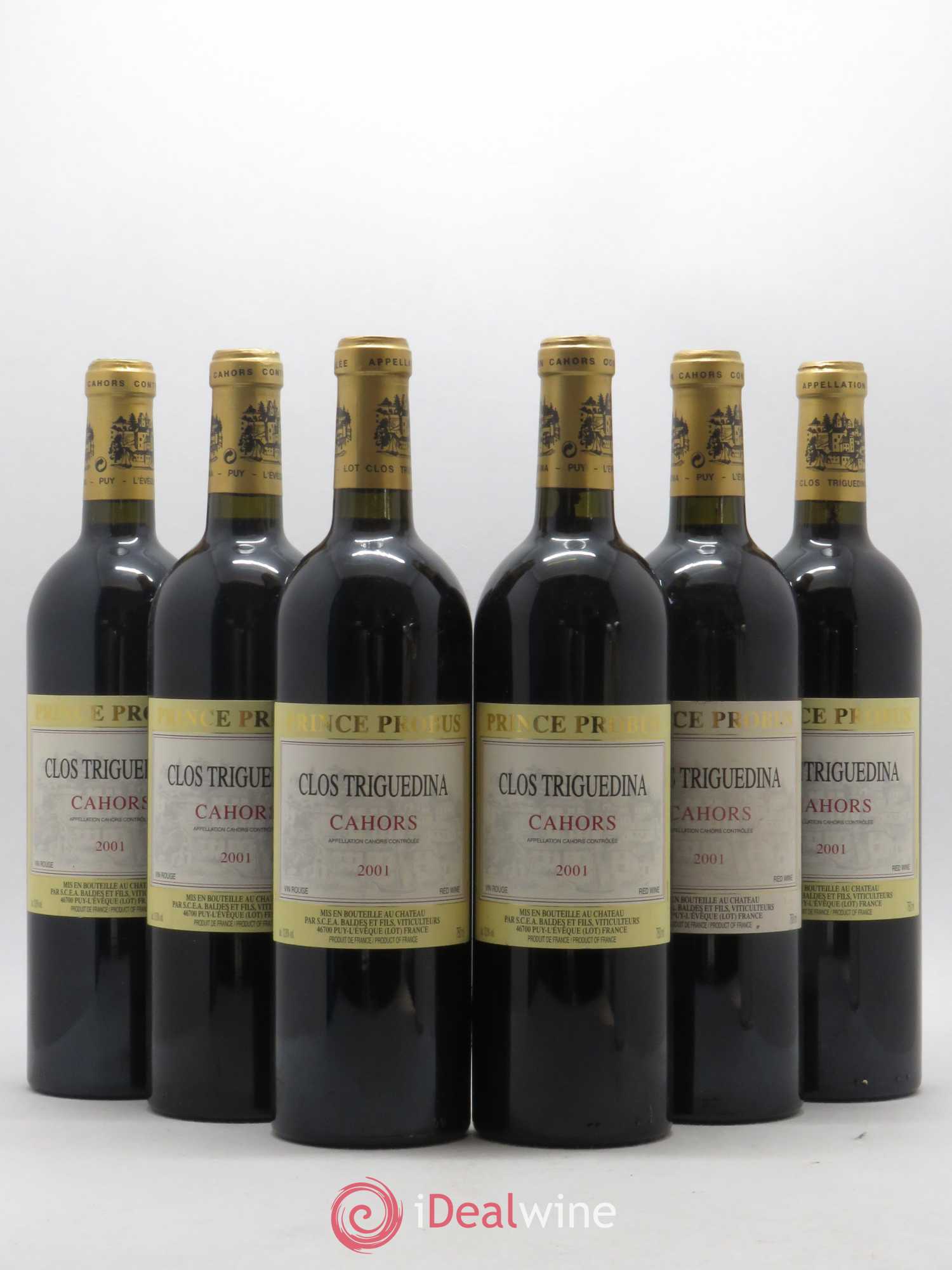 Cahors Clos Triguedina Probus Jean-Luc Baldès 2001 - Lot de 6 bouteilles - 0