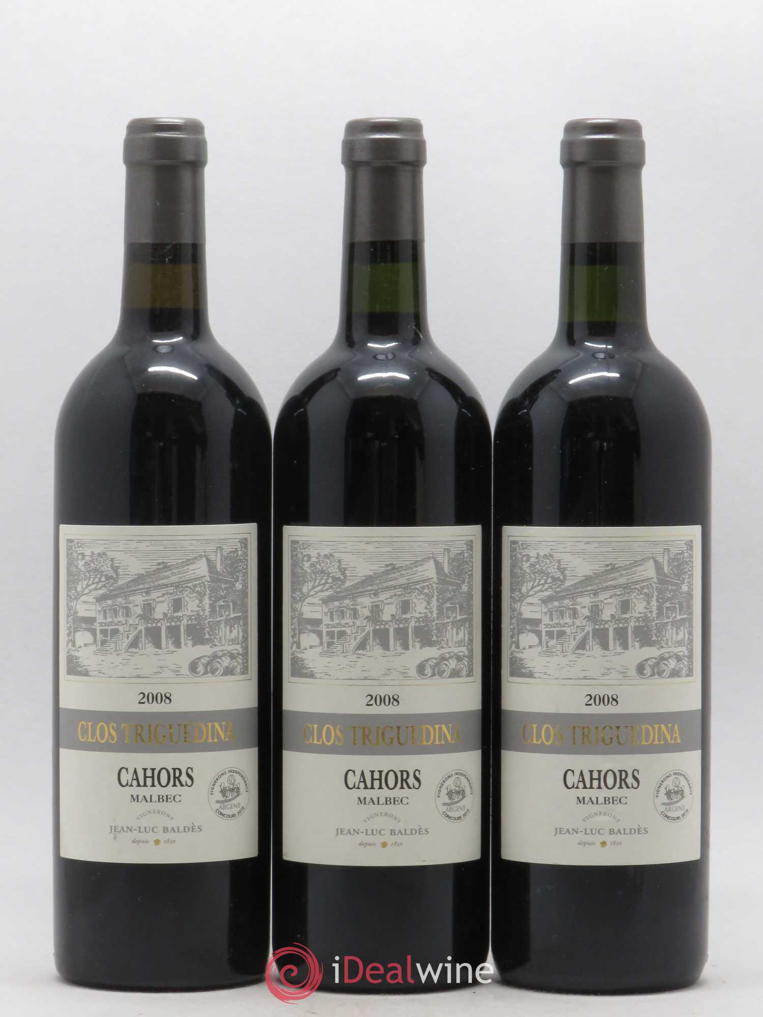 Cahors Clos Triguedina Jean-Luc Baldès 2008 - Lot de 3 bouteilles - 0
