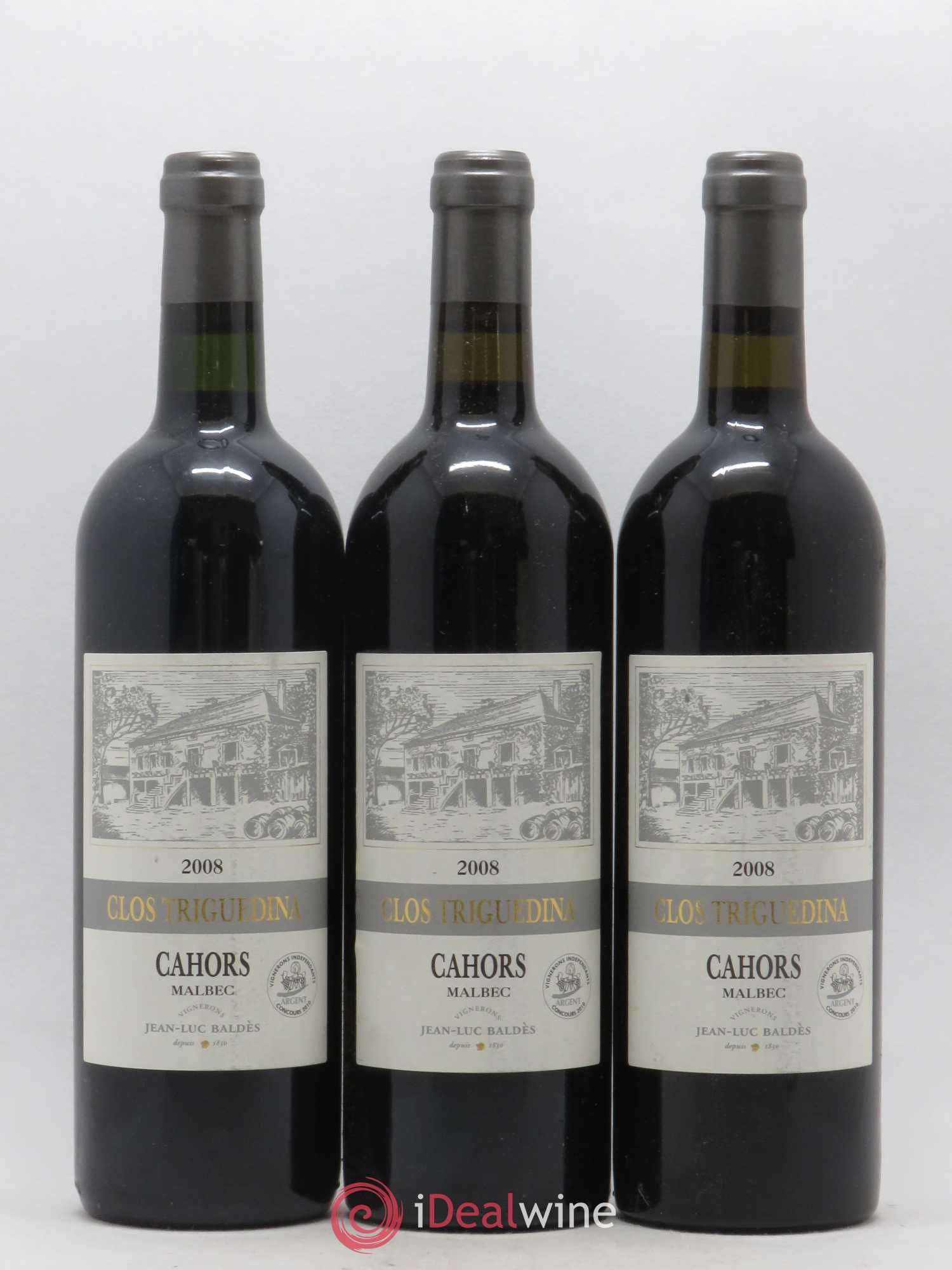 Cahors Clos Triguedina Jean-Luc Baldès 2008 - Lot de 3 bouteilles - 0
