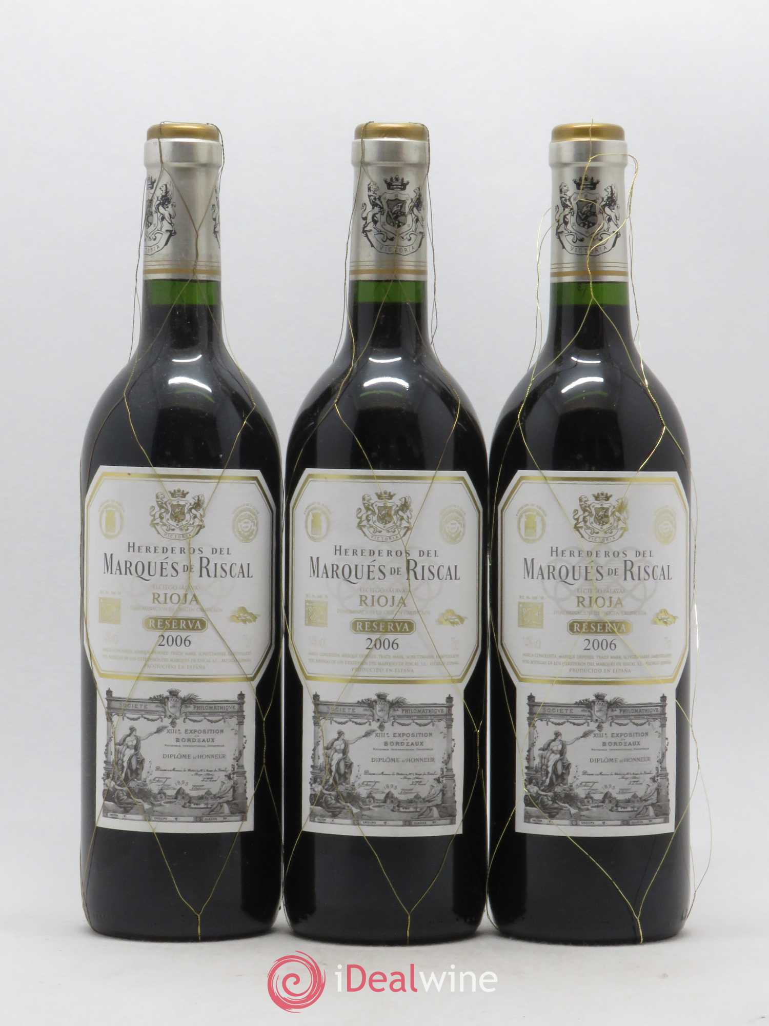 Rioja DOCA Reserva Marqués de Riscal 2006 - Lot de 3 bouteilles - 0