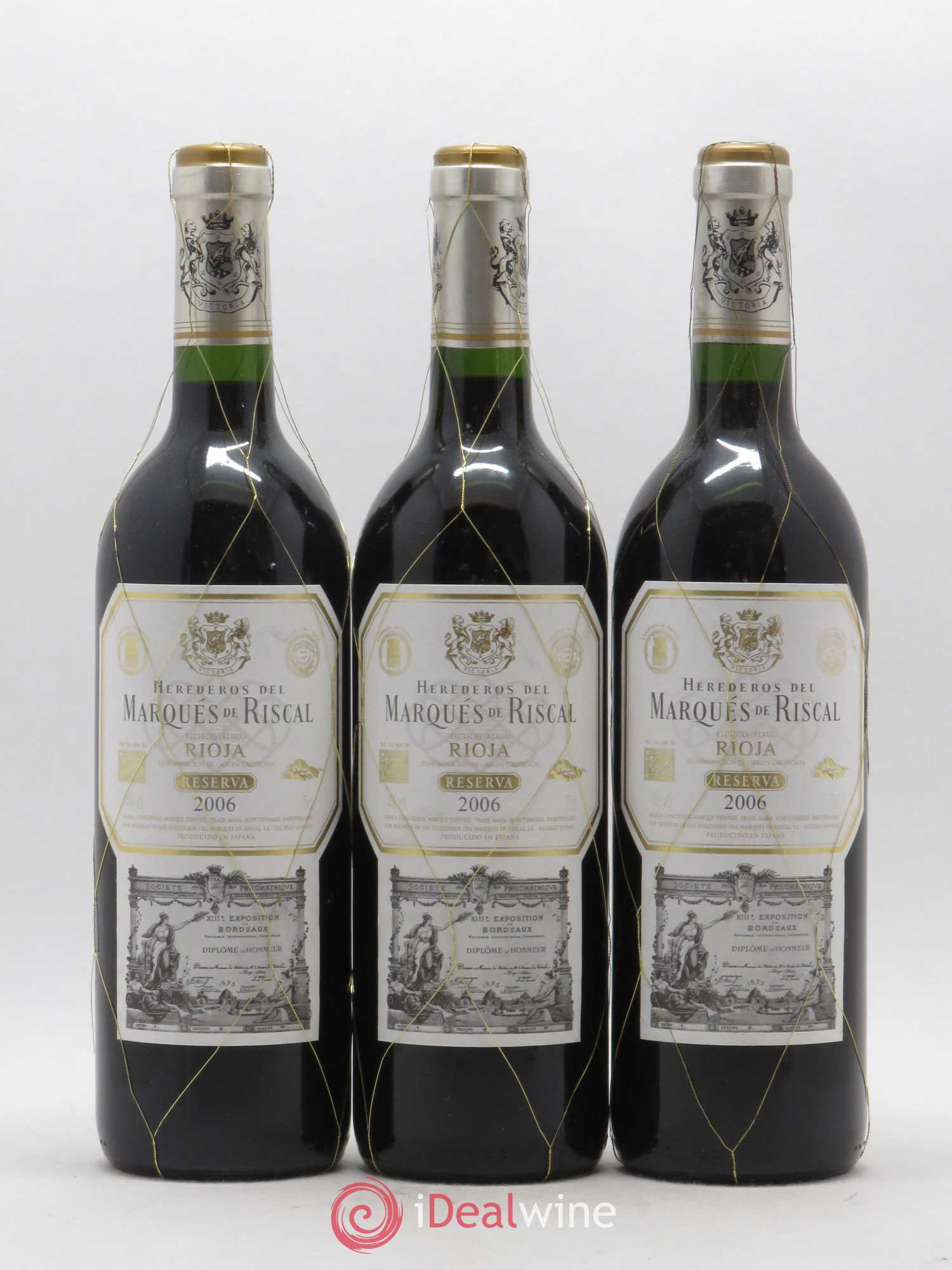 Rioja DOCA Reserva Marqués de Riscal 2006 - Lot de 3 bouteilles - 0