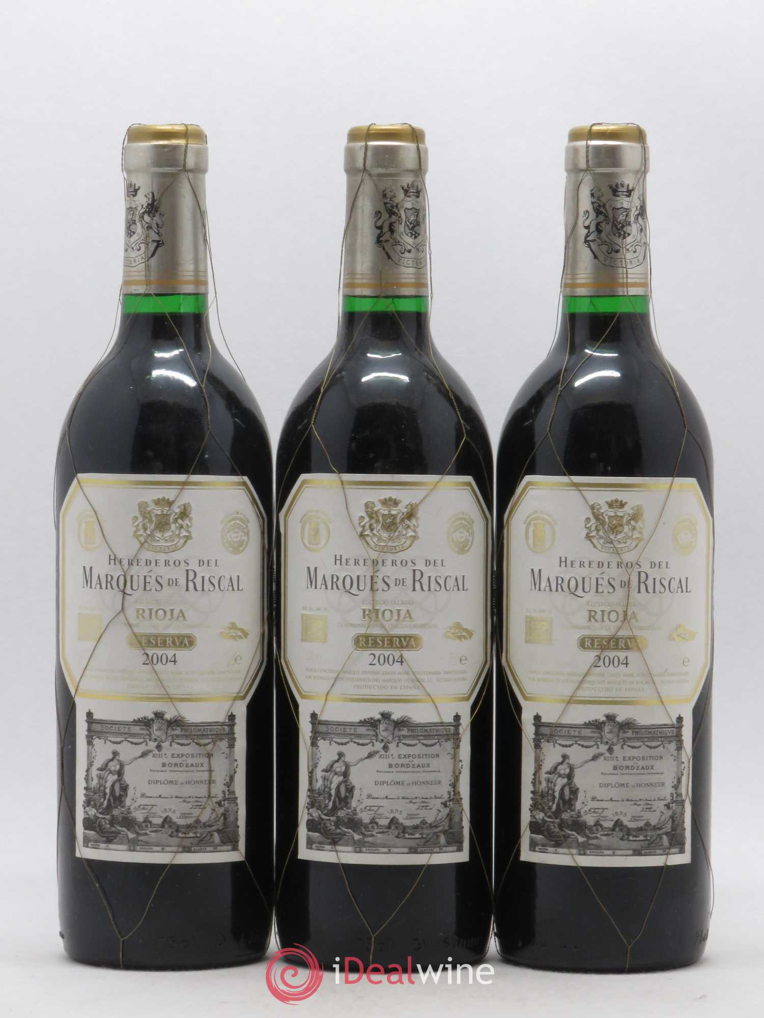 Rioja DOCA Reserva Marqués de Riscal 2004 - Posten von 3 Flaschen - 0