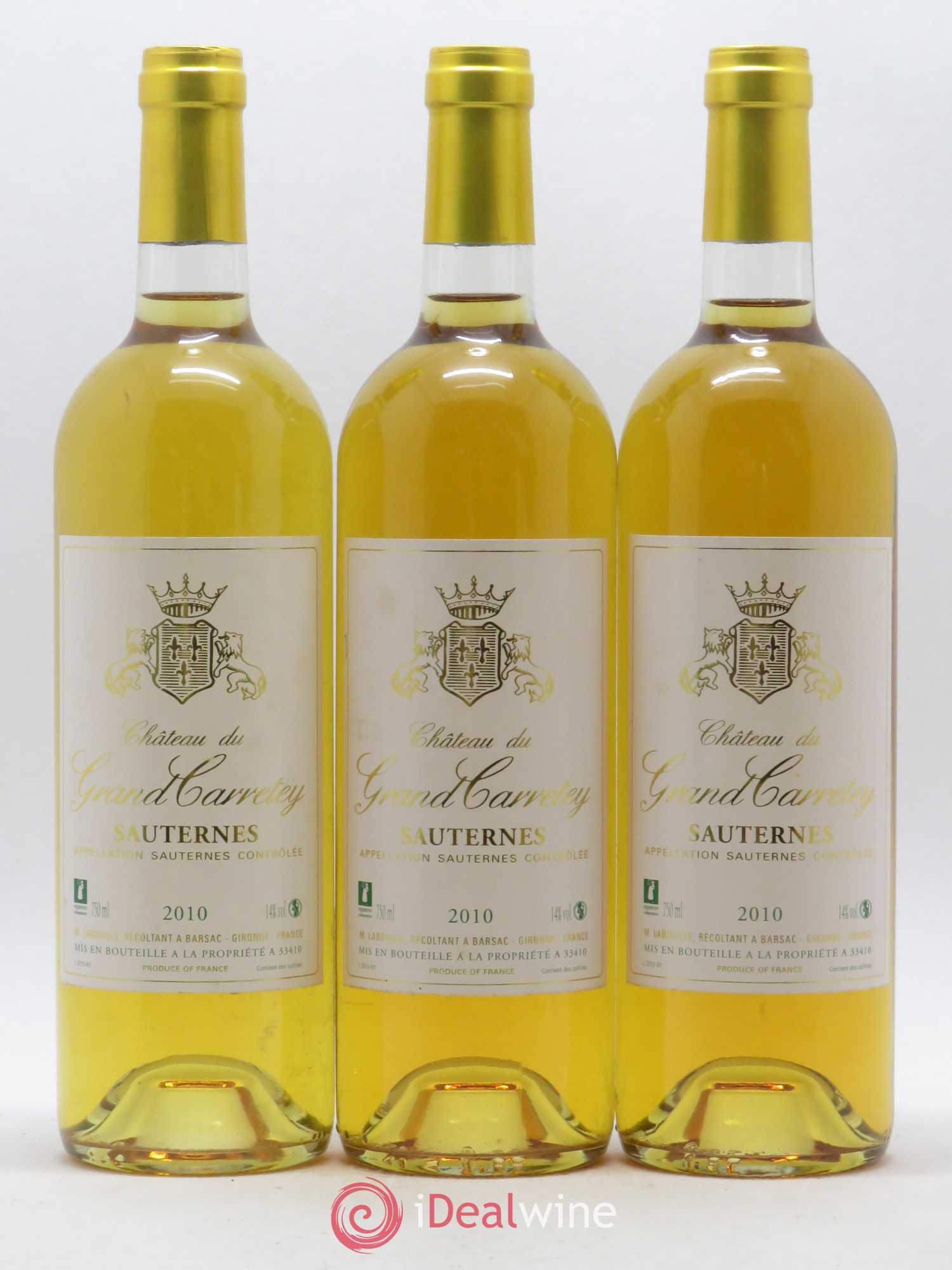 Sauternes Château du Grand Carretey 2010 - Lot de 6 bouteilles - 1