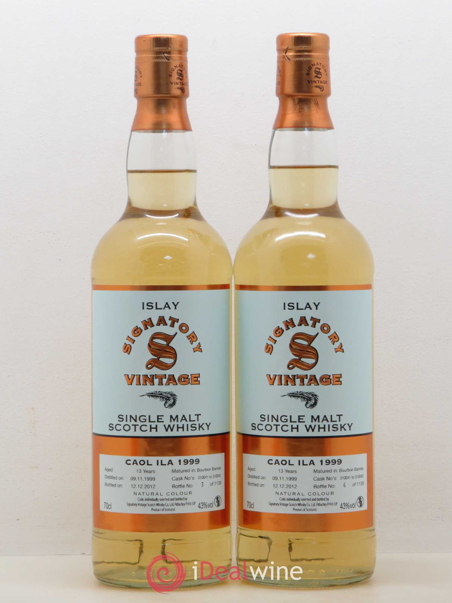 Whisky Islay Signatory Vintage Caol Ila 13 years Single Malt 1999 - Posten von 2 Flaschen - 0