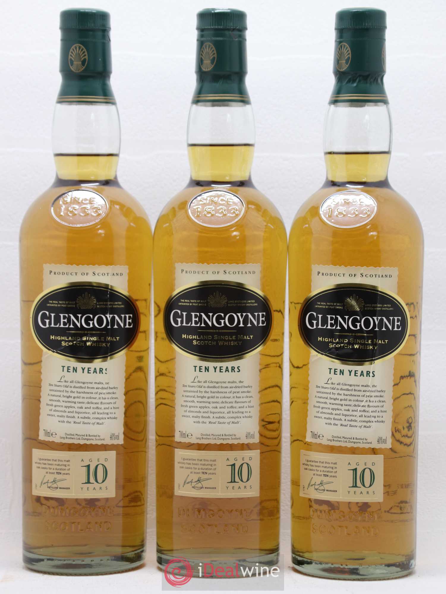 Whisky Edrington Glengoyne Single Malt Natural Colour 10 ans - Posten von 3 Flaschen - 1