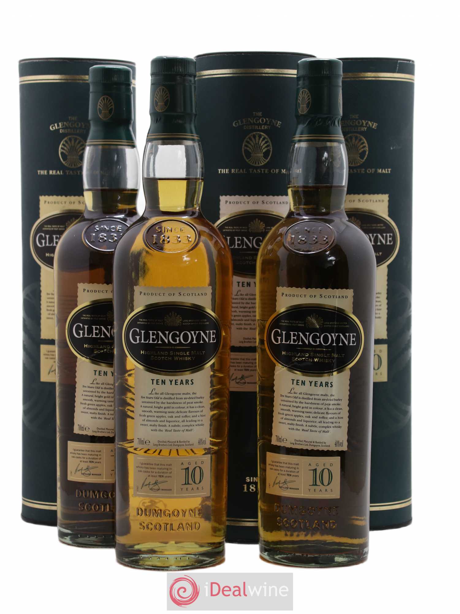 Whisky Edrington Glengoyne Single Malt Natural Colour 10 ans - Posten von 3 Flaschen - 0