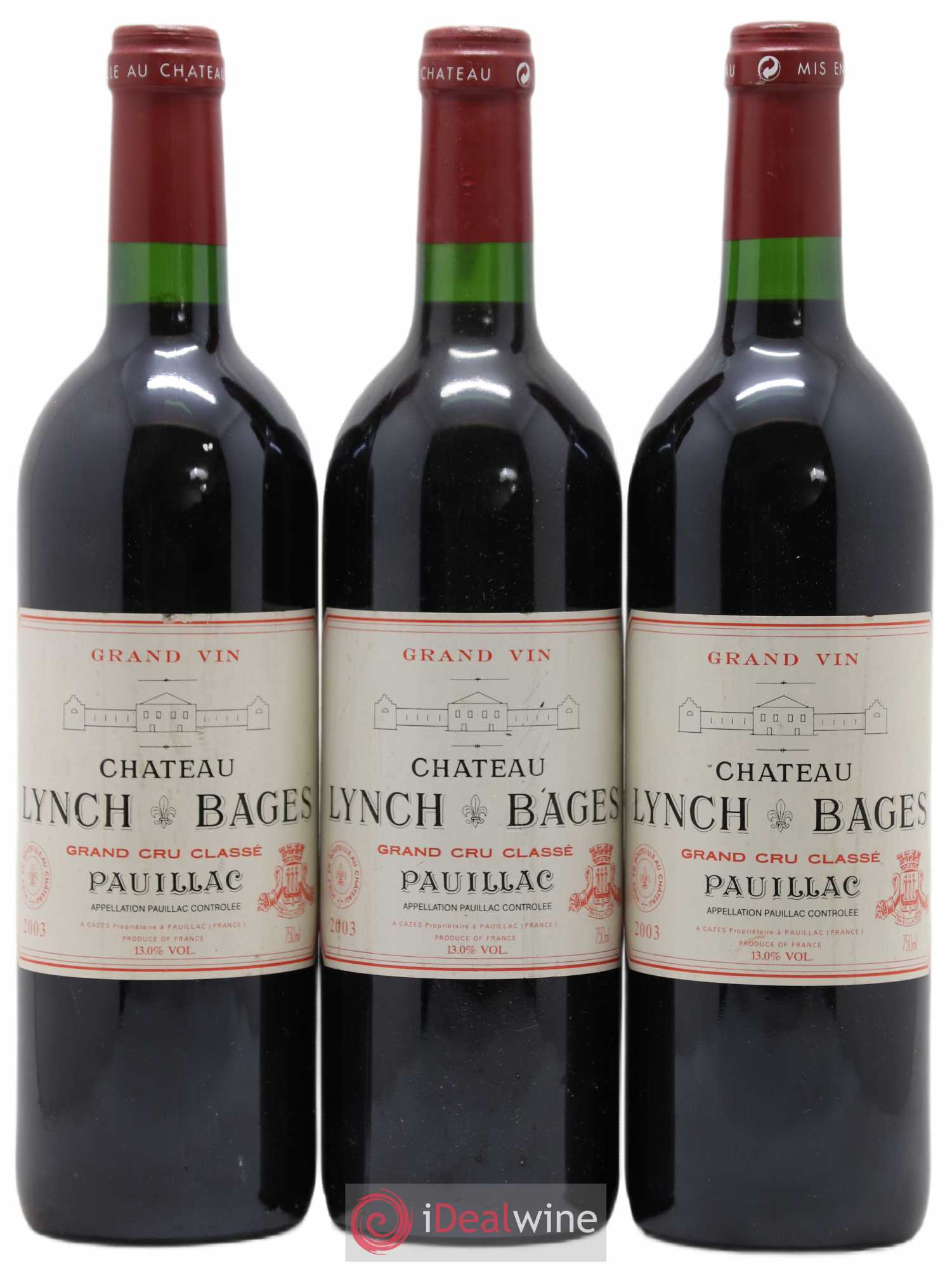 Château Lynch Bages 5ème Grand Cru Classé 2003 - Lot de 3 bouteilles - 0