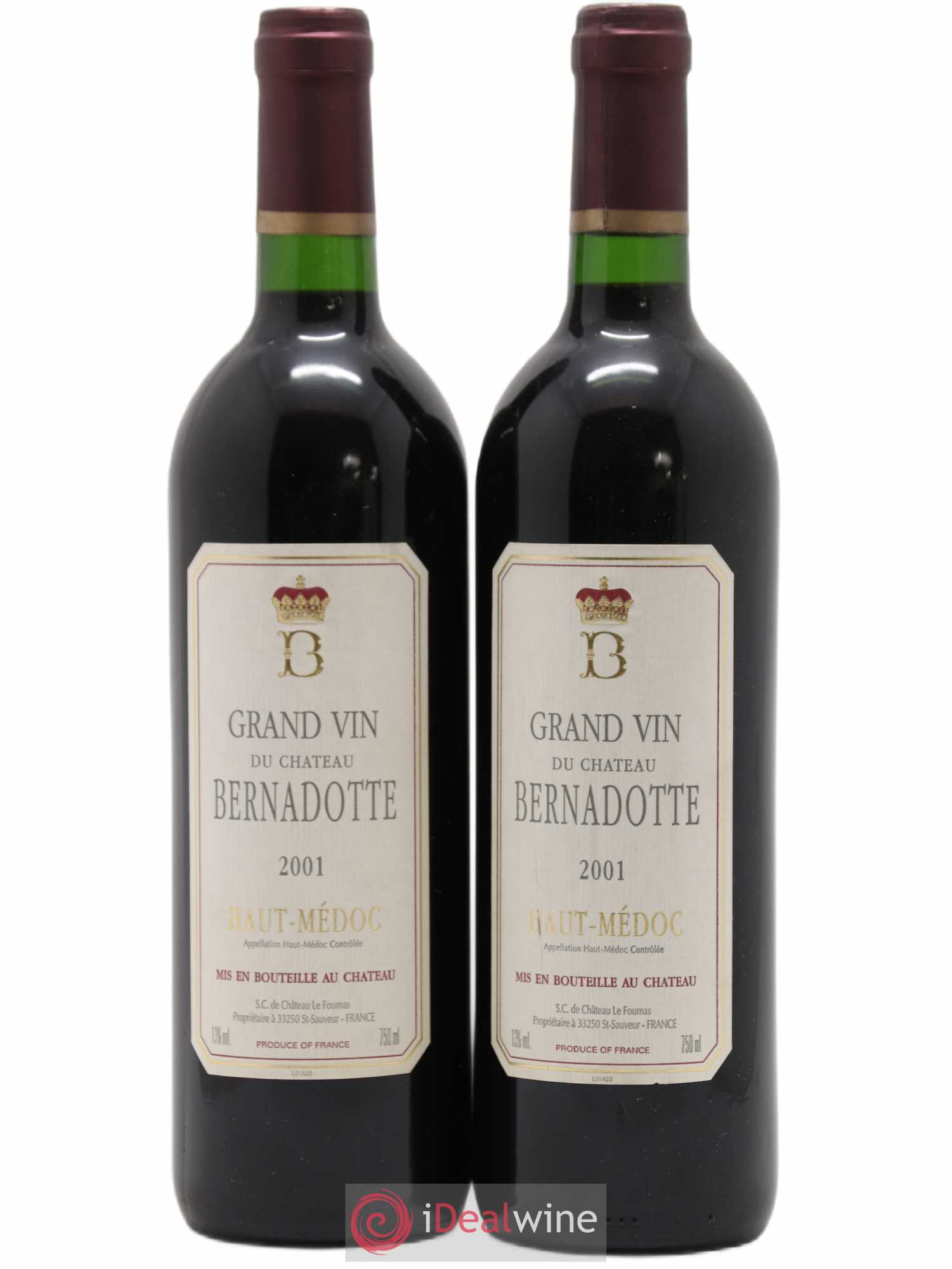 Château Bernadotte (sans prix de réserve) 2001 - Lot de 2 bouteilles - 0