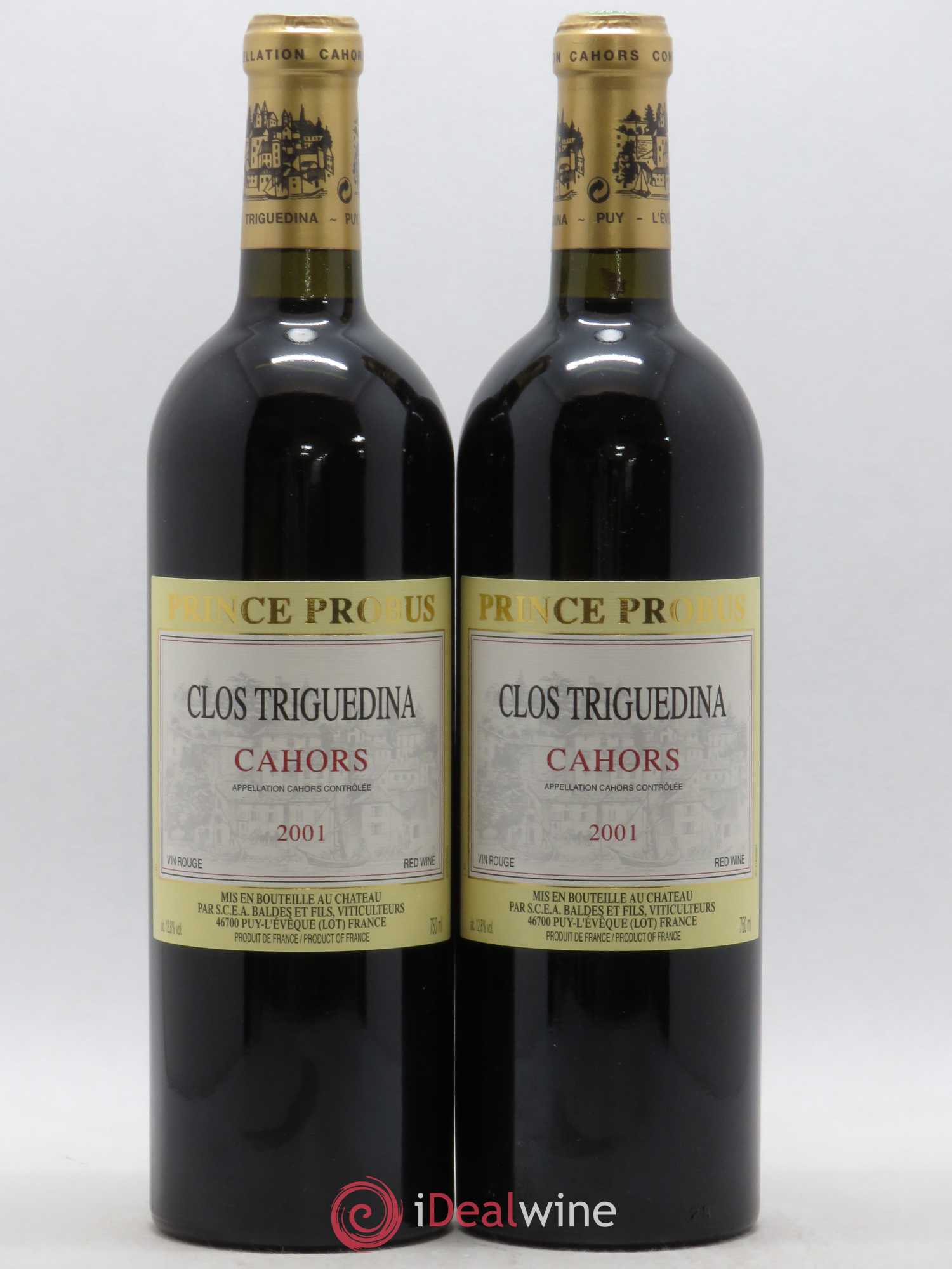 Cahors Clos Triguedina Probus Jean-Luc Baldès 2001 - Lot de 2 bouteilles - 0