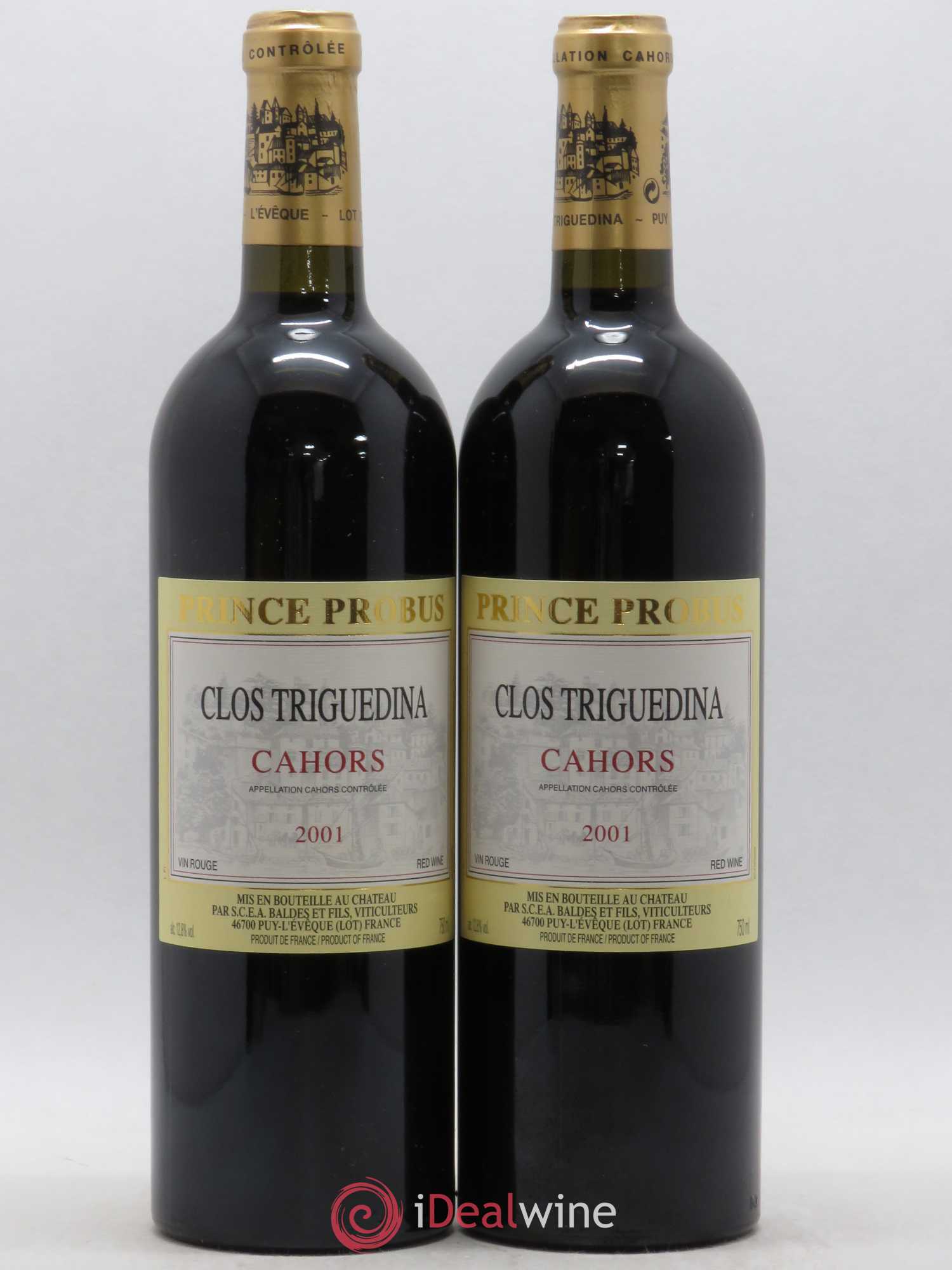 Cahors Clos Triguedina Probus Jean-Luc Baldès 2001 - Lot de 2 bouteilles - 0