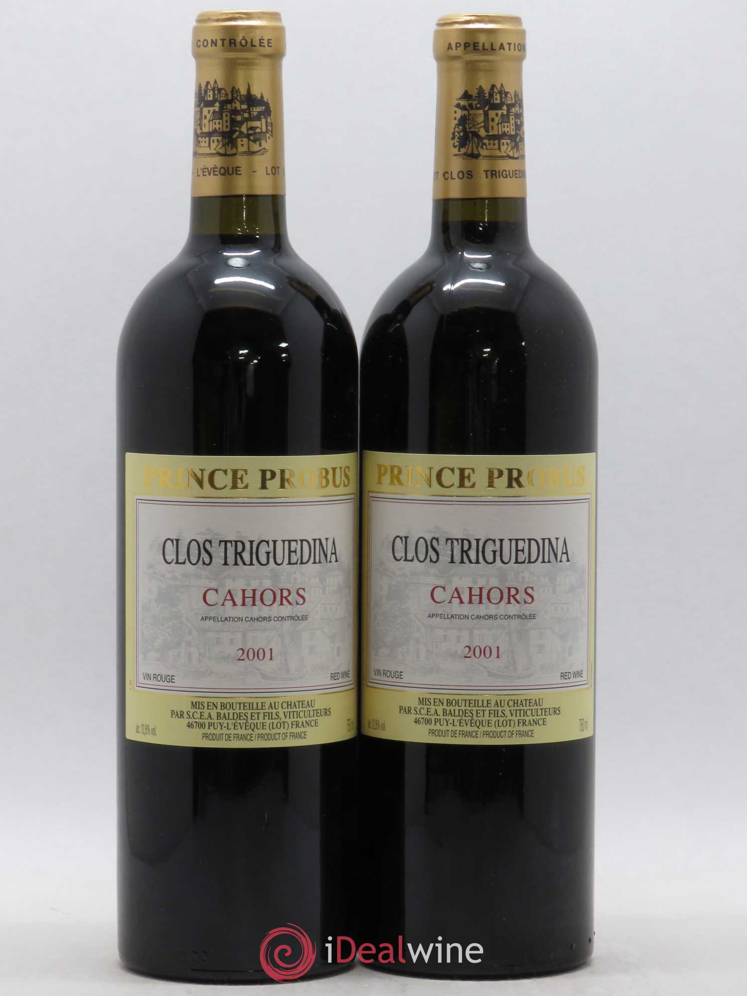Cahors Clos Triguedina Probus Jean-Luc Baldès 2001 - Lot de 2 bouteilles - 0