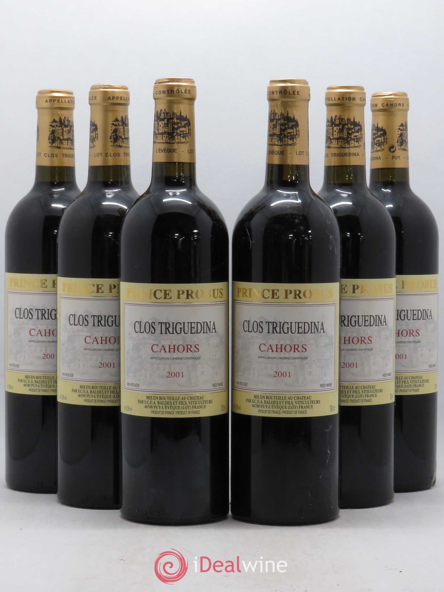 Cahors Clos Triguedina Probus Jean-Luc Baldès 2001 - Lot de 6 bouteilles - 0