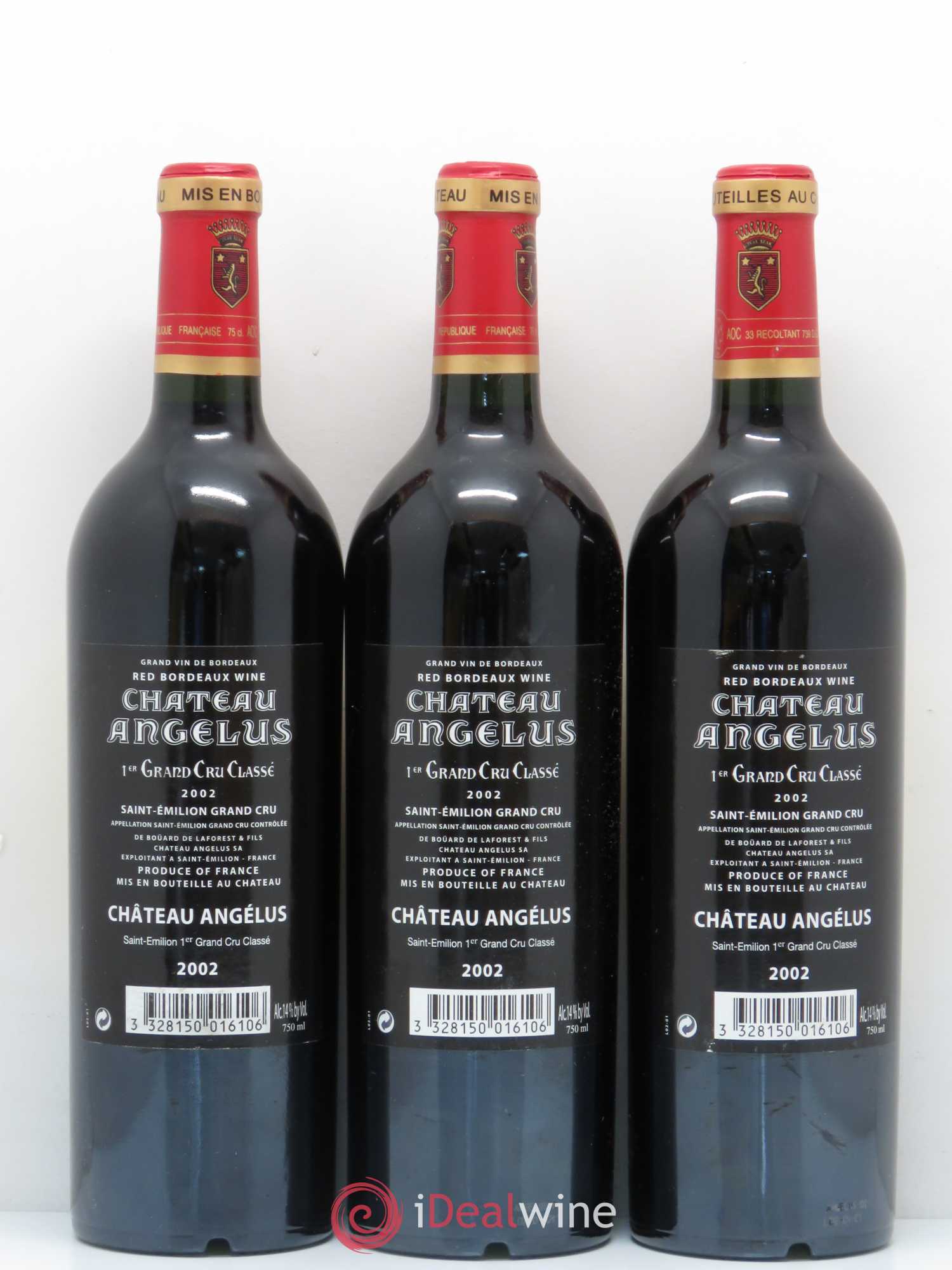 Château Angélus 1er Grand Cru Classé A 2002 - Lot de 3 bouteilles - 1